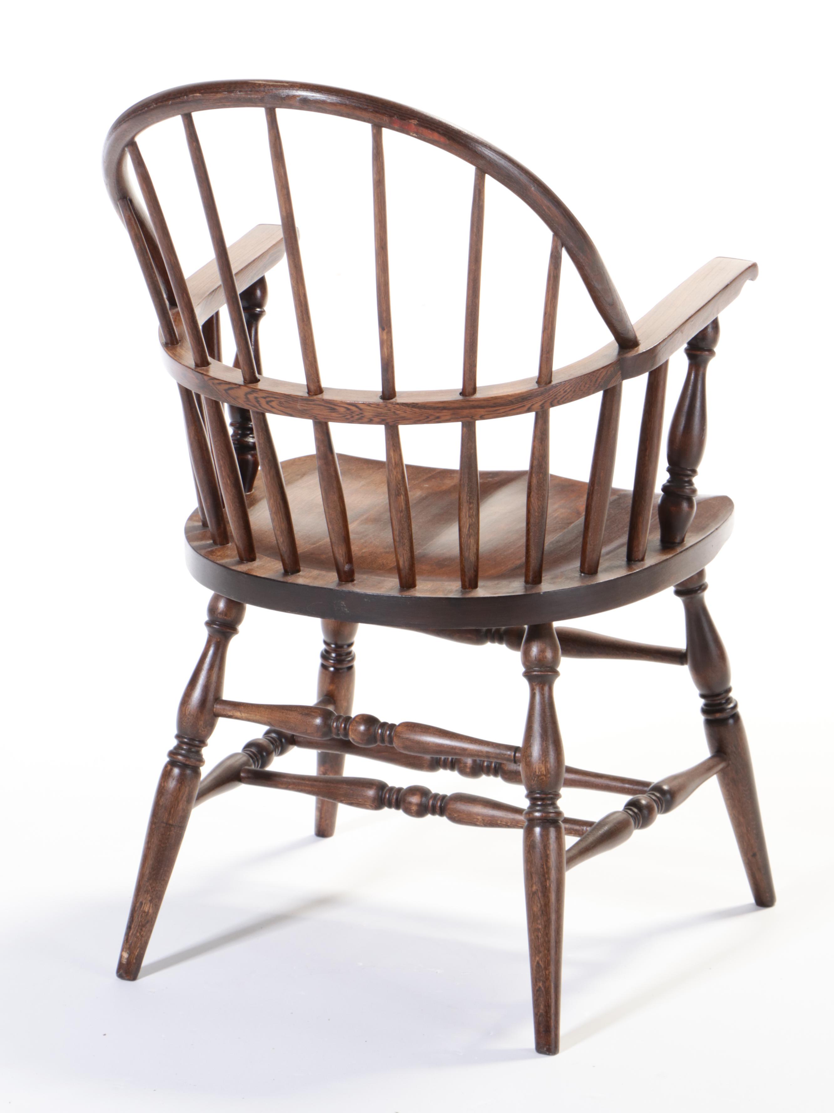 Colonial Style Elm Sack-Back Windsor Armchair