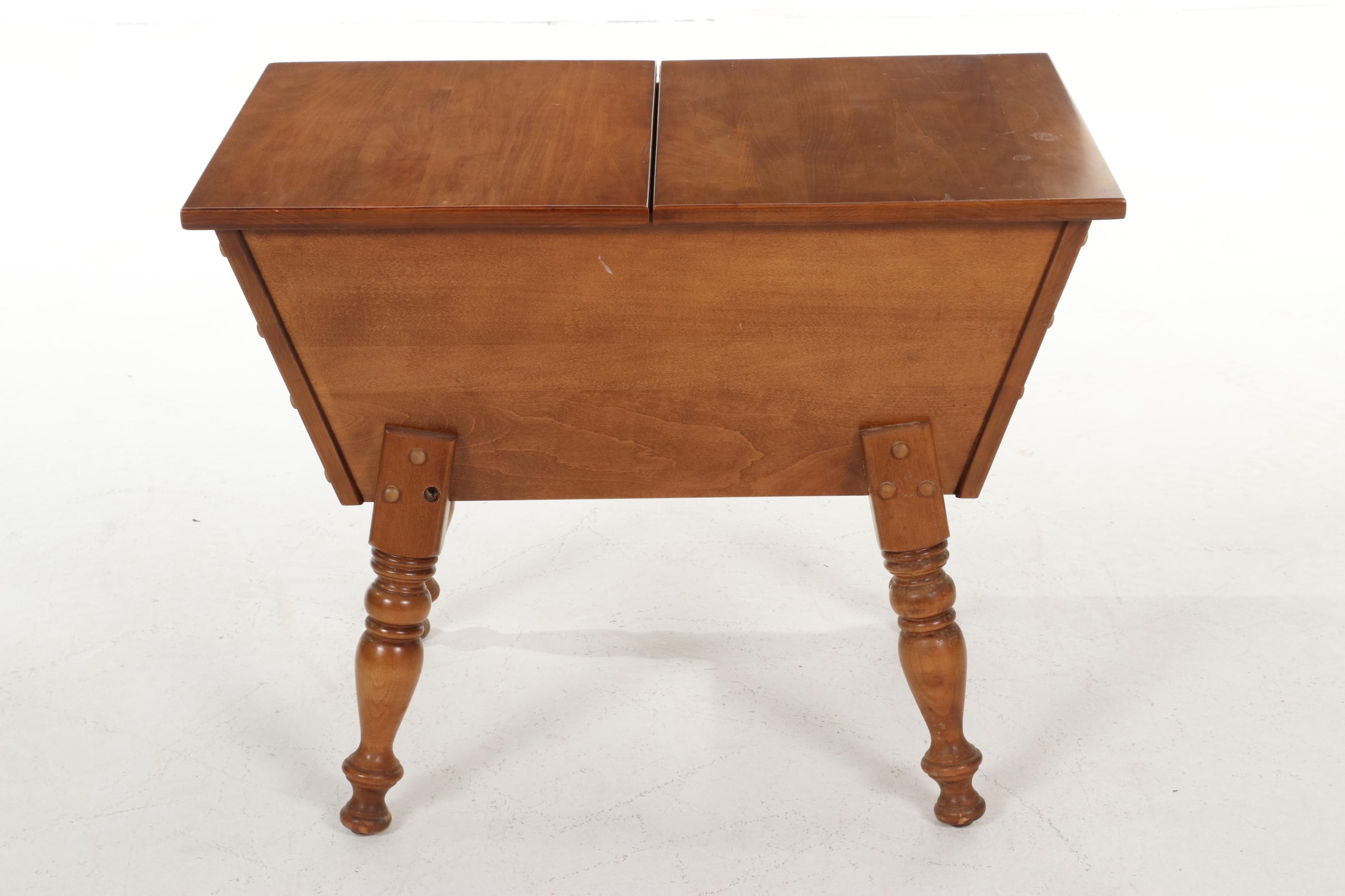 Ethan Allen Colonial Style Maple Coffee Table and Lift-Top End Table, 1970s