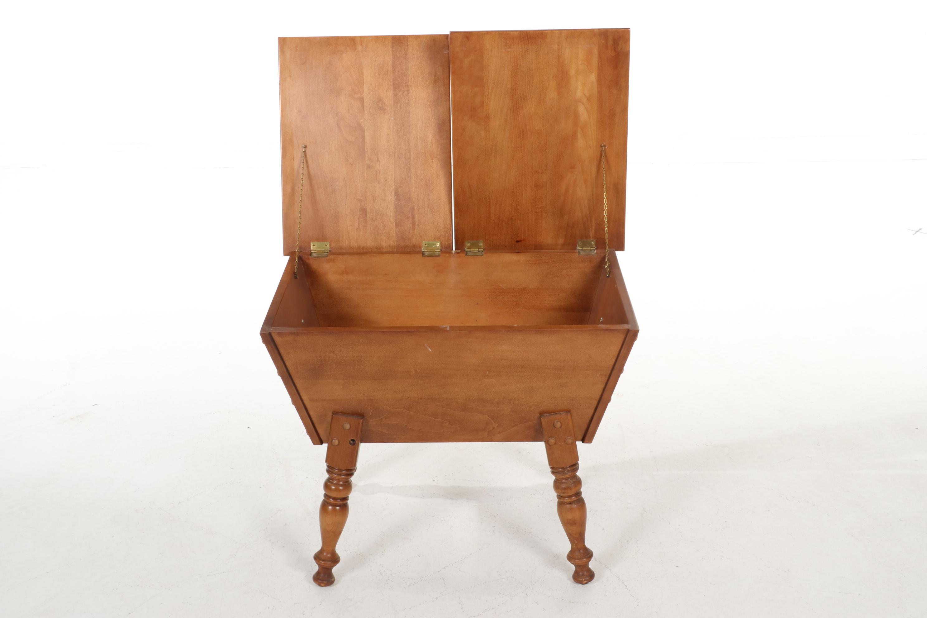 Ethan Allen Colonial Style Maple Coffee Table and Lift-Top End Table, 1970s