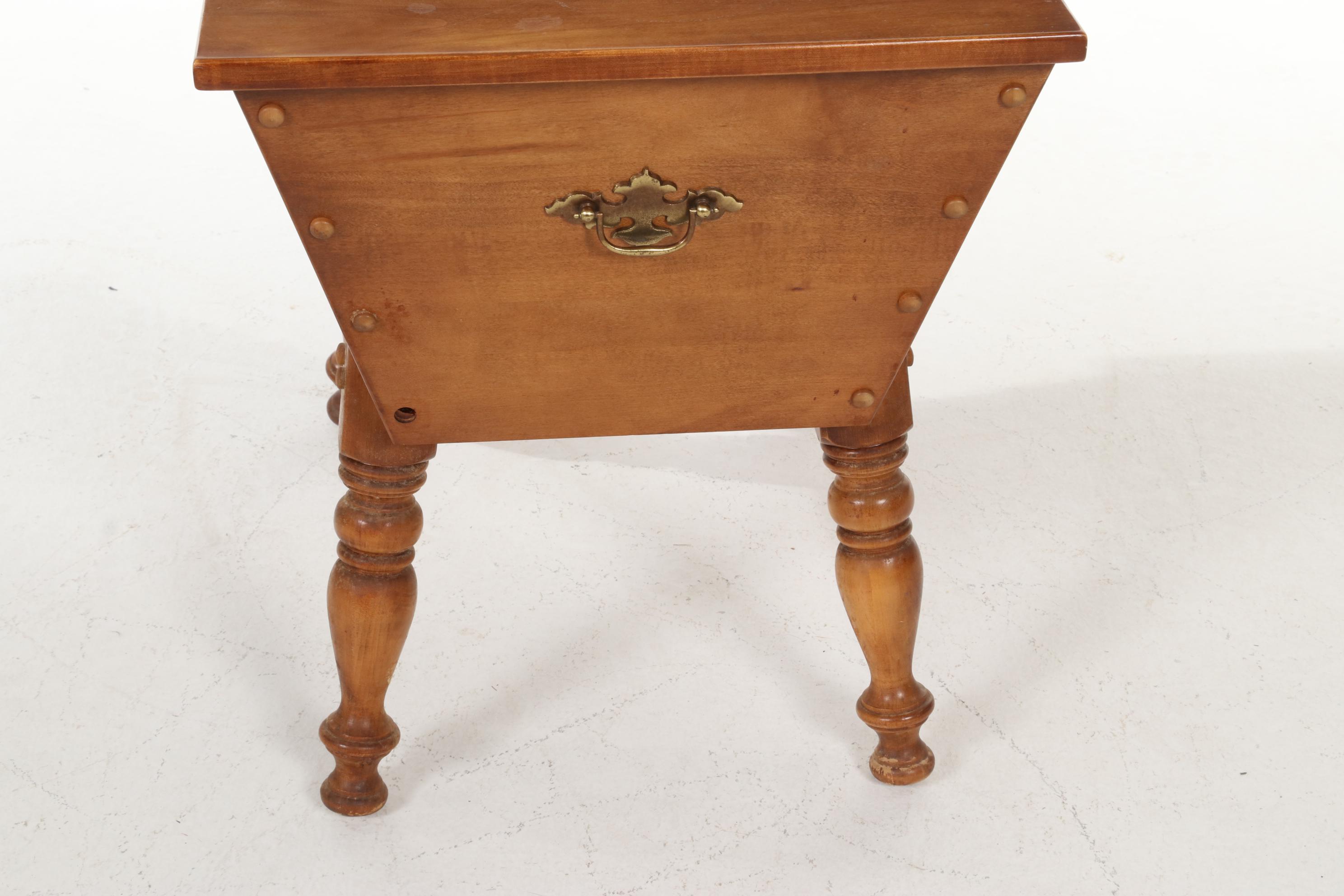 Ethan Allen Colonial Style Maple Coffee Table and Lift-Top End Table, 1970s