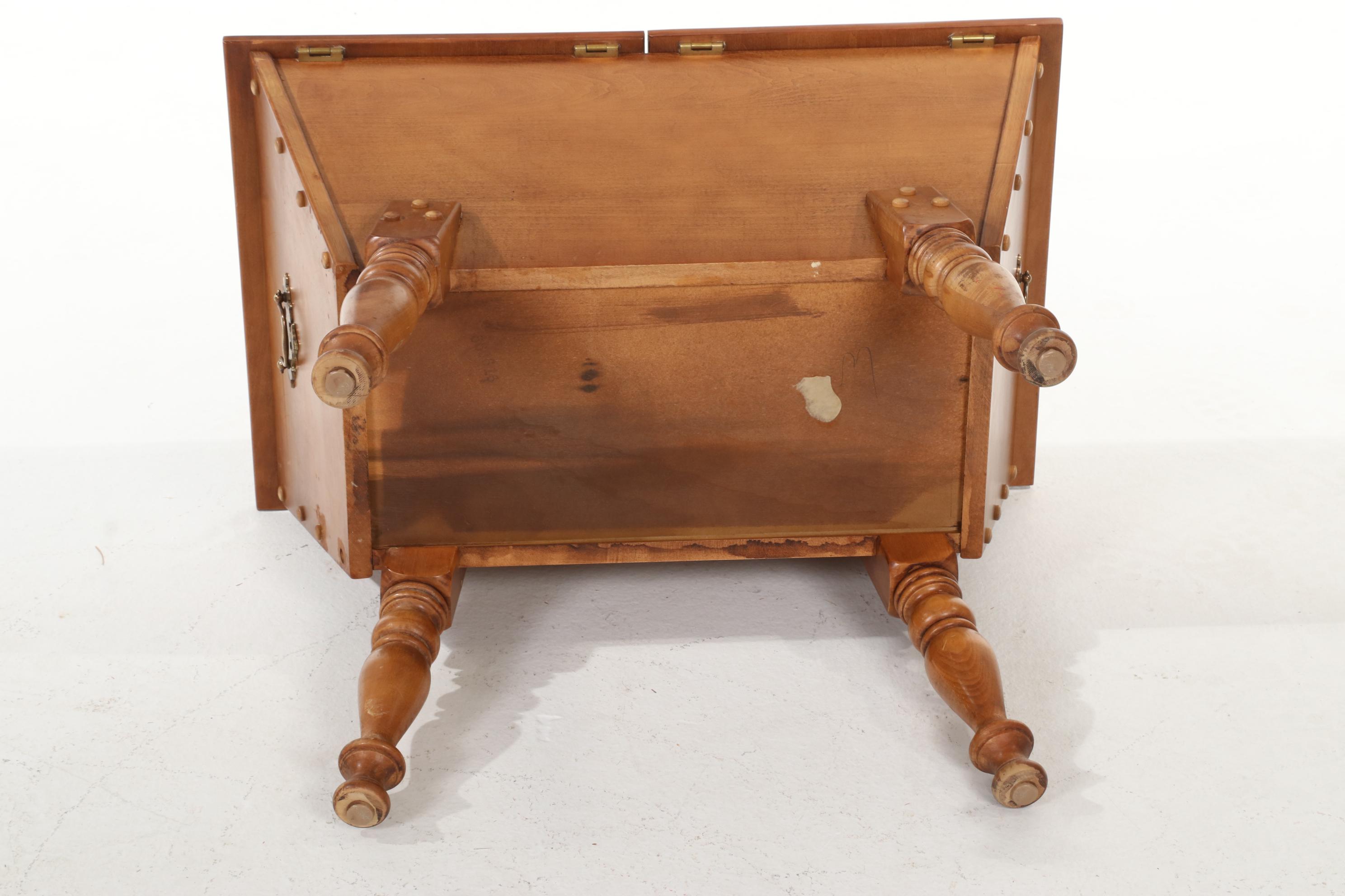 Ethan Allen Colonial Style Maple Coffee Table and Lift-Top End Table, 1970s