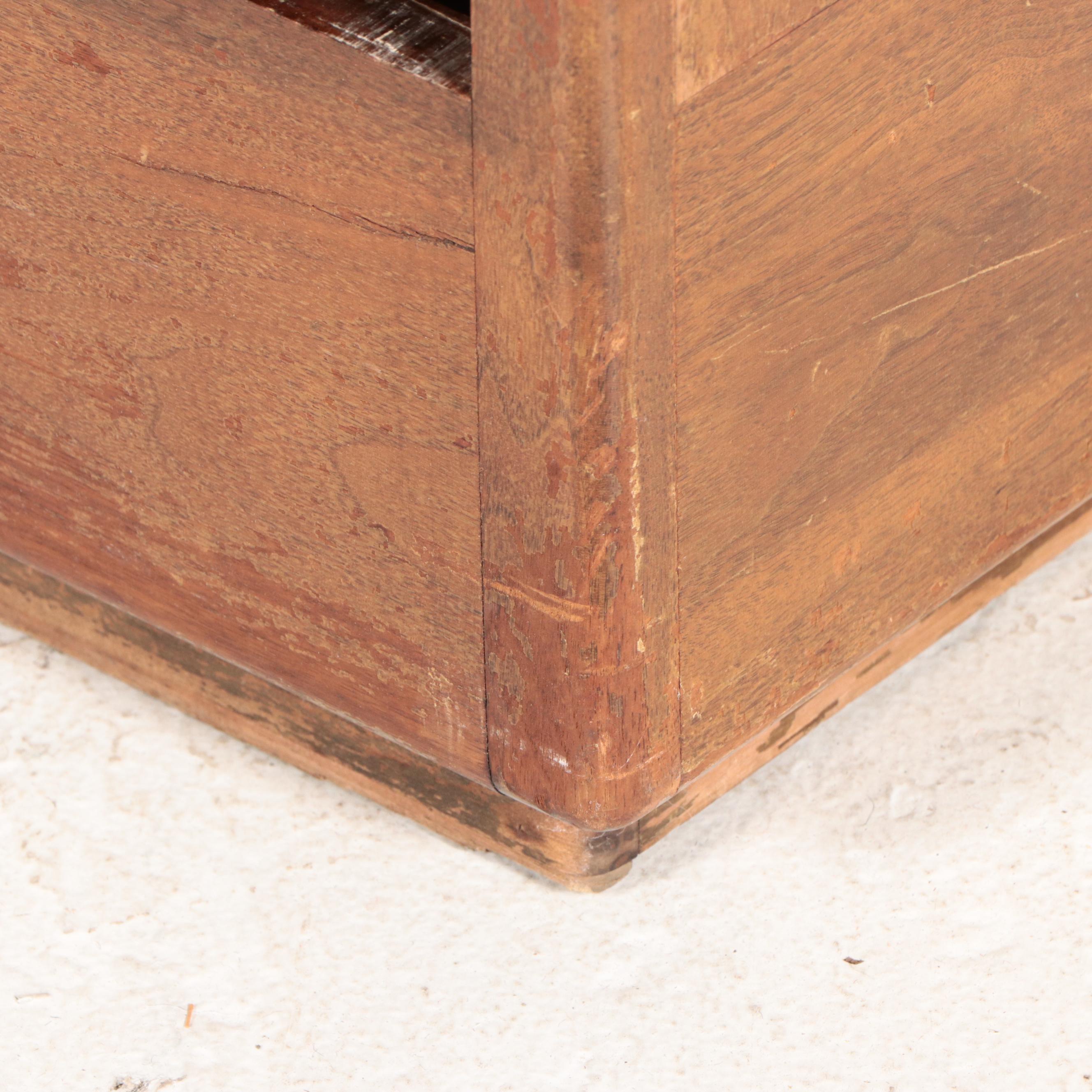 Art Deco Style Oak Teller Cabinet with Divided Drawer and Locking Front