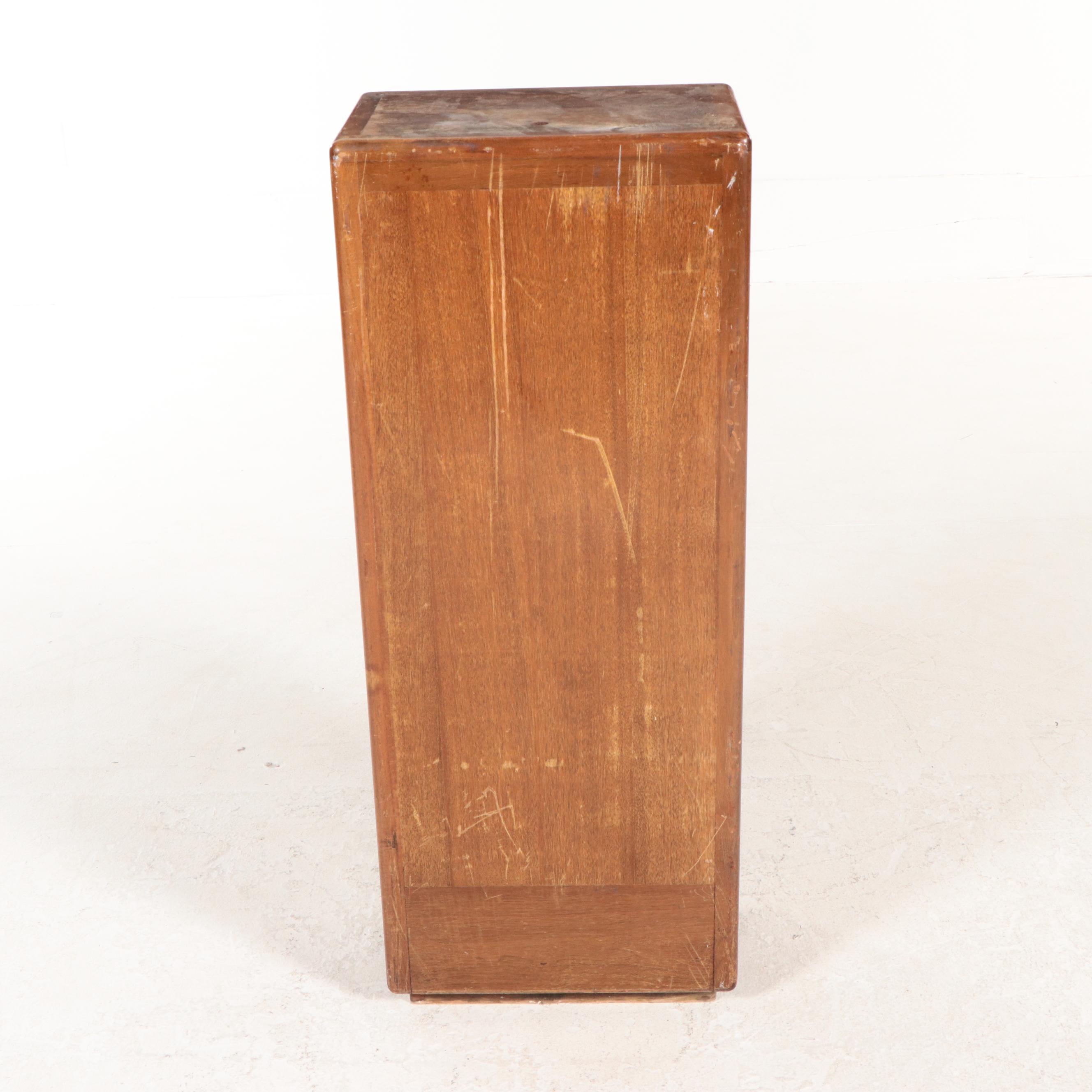 Art Deco Style Oak Teller Cabinet with Divided Drawer and Locking Front