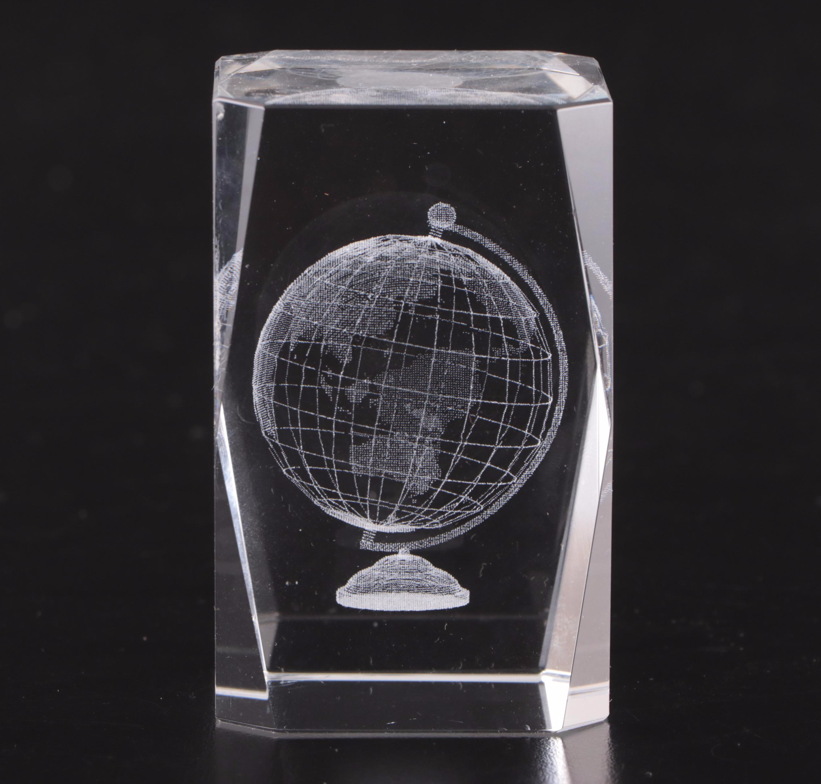 Sandstone, Marble, Stone Desk Globe with Controlled Bubble Glass Paperweights