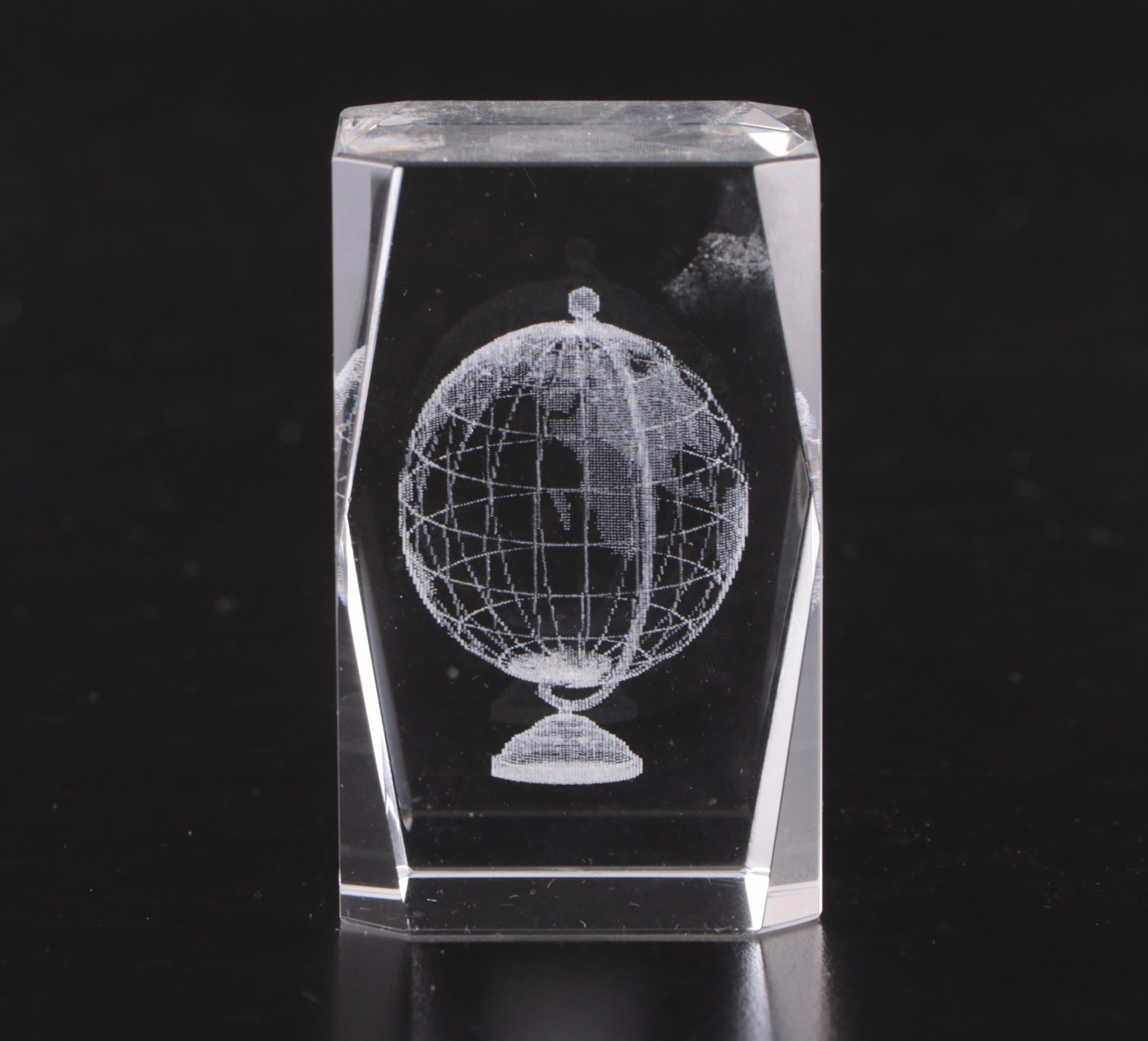 Sandstone, Marble, Stone Desk Globe with Controlled Bubble Glass Paperweights