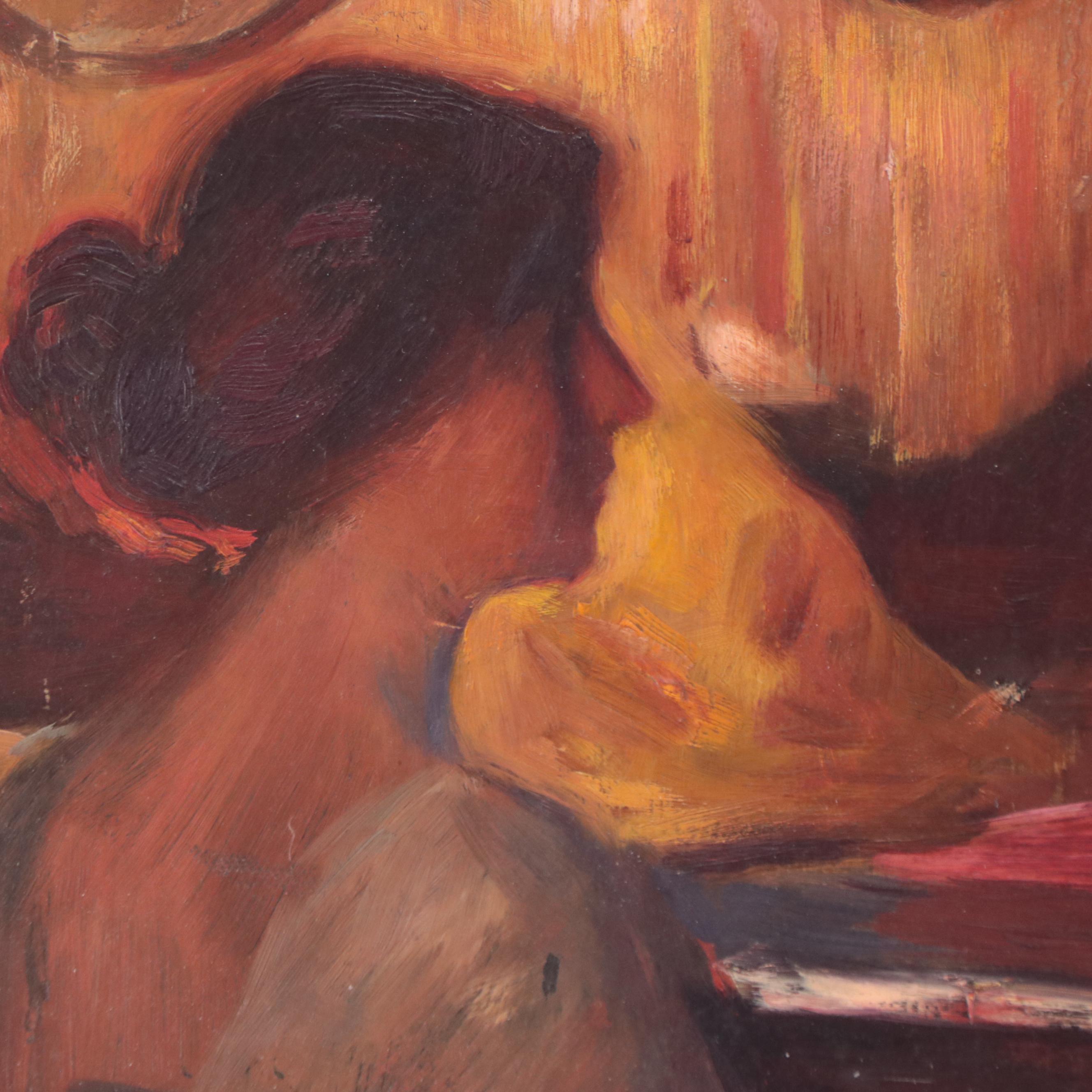 Emil Fuchs Oil Painting "Interior With Two Figures"