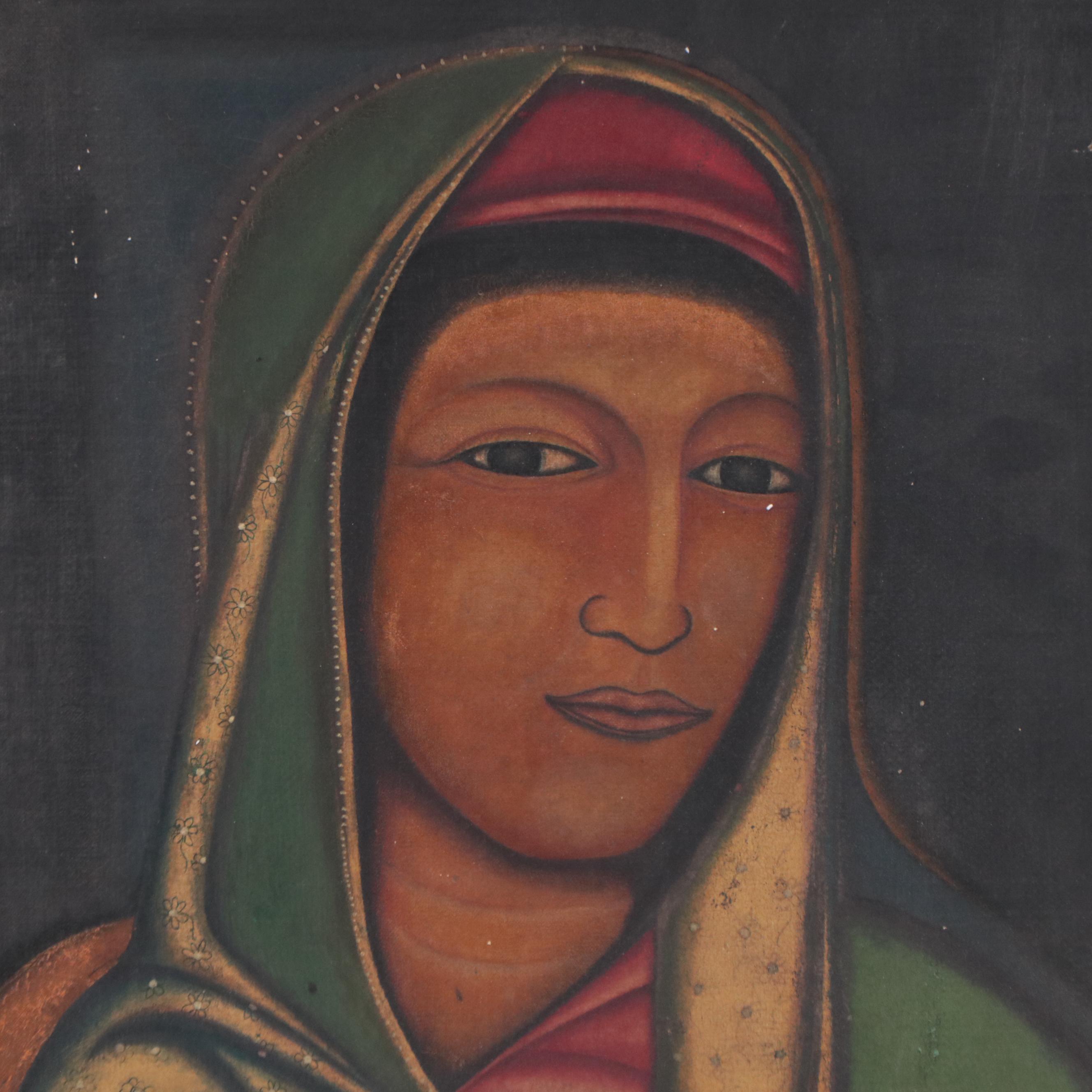 Indian Portrait Oil Painting of Woman
