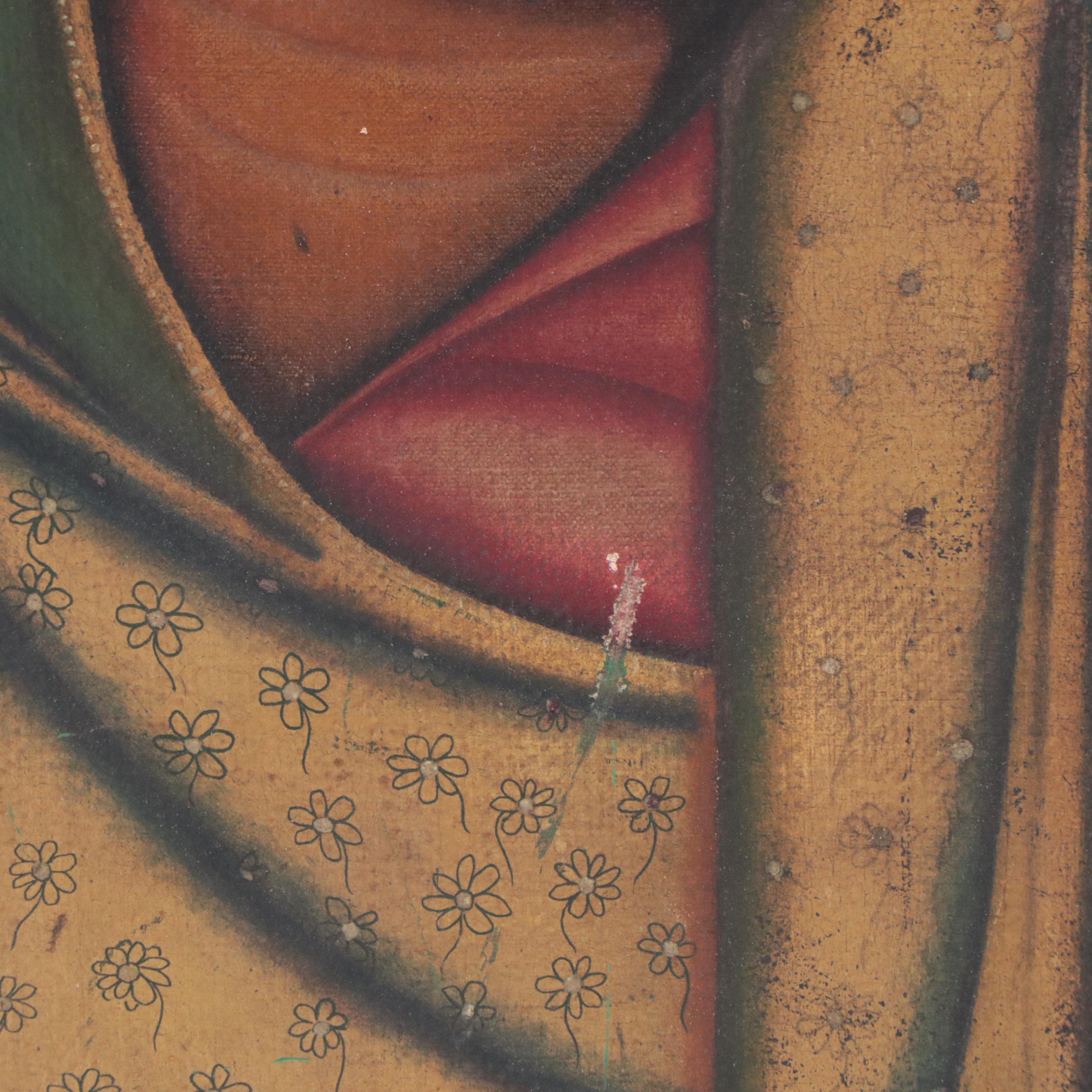 Indian Portrait Oil Painting of Woman