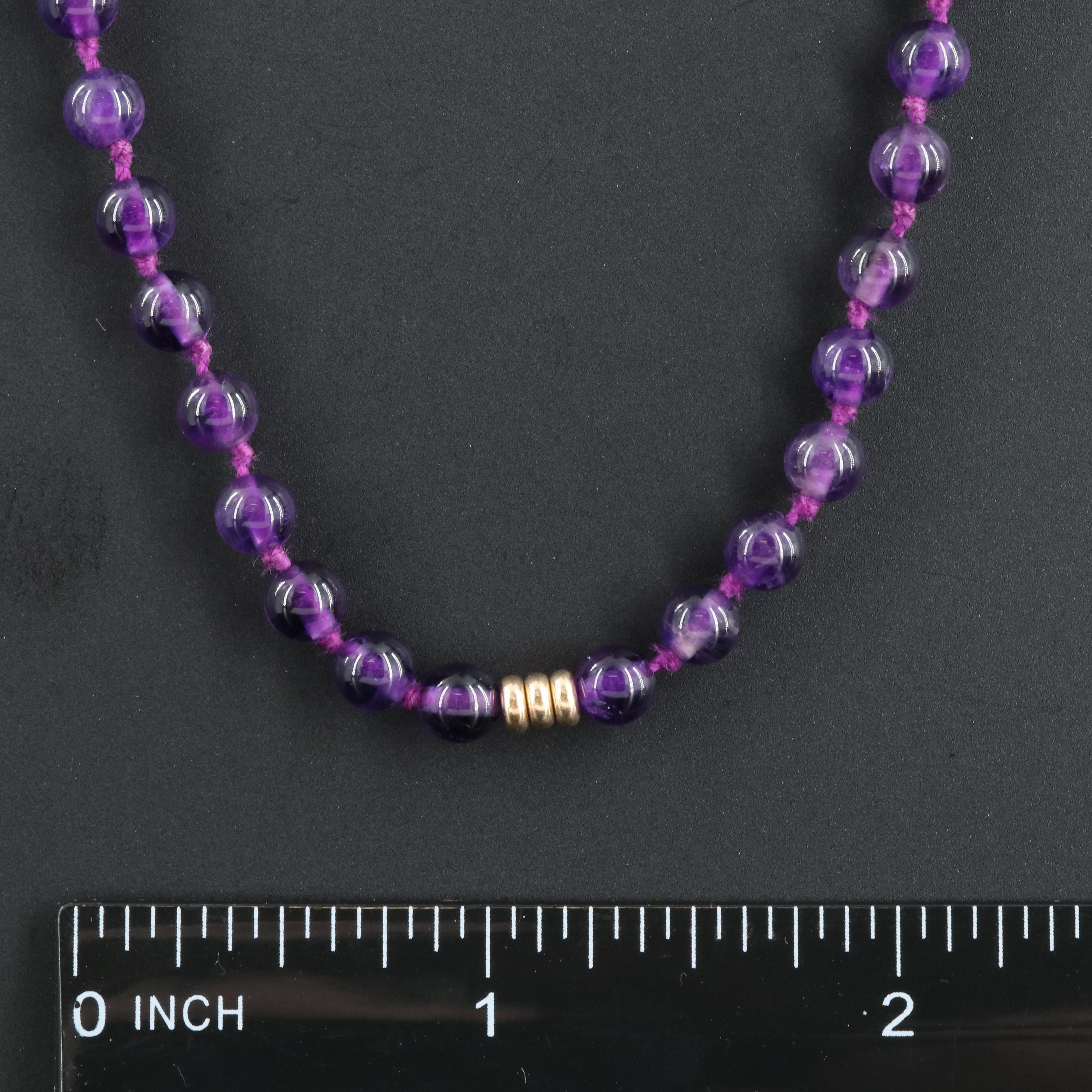 Amethyst Beaded Necklace with 14K Stations