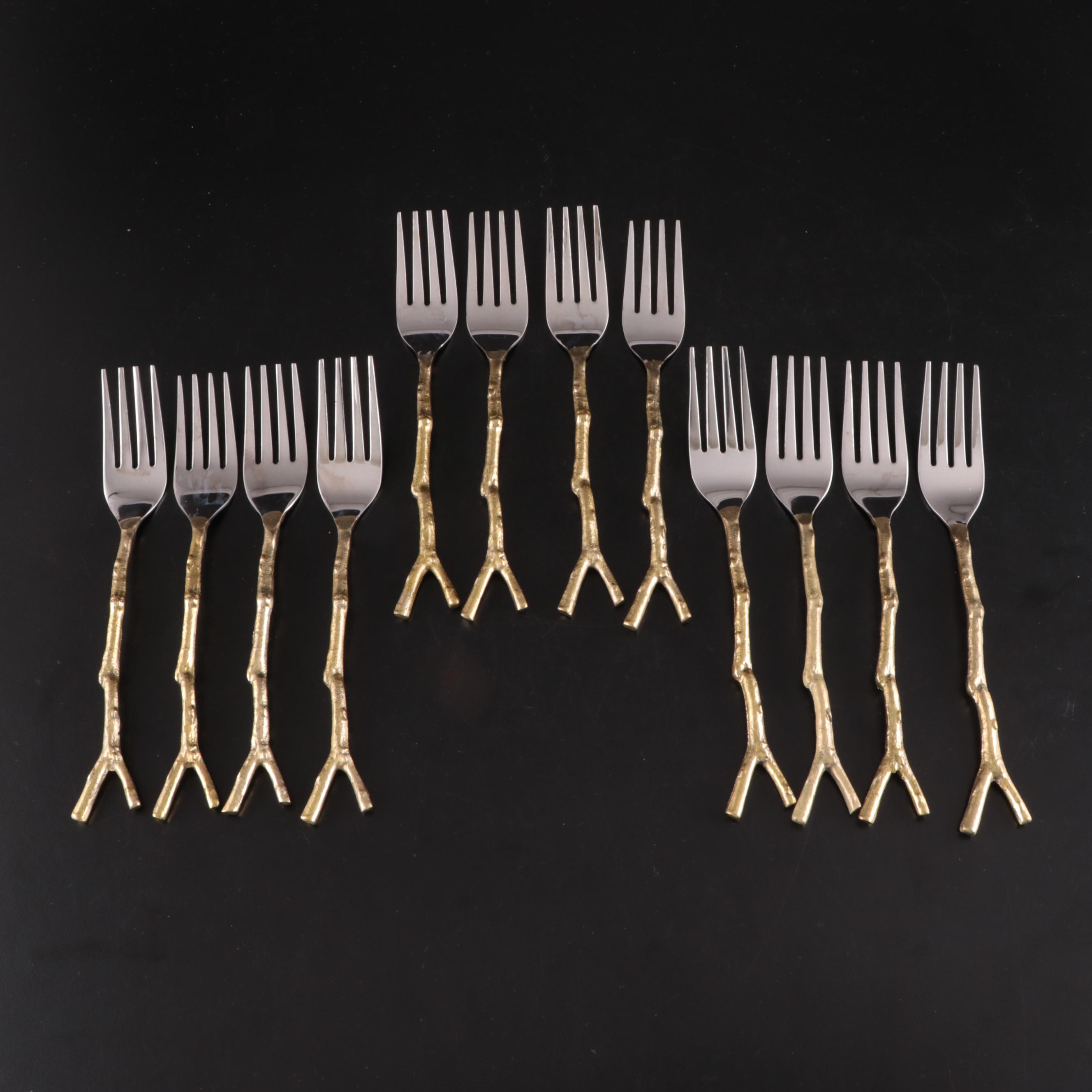 Pier 1 Imports "Golden Arbor" Gold Plate Stainless Steel Flatware