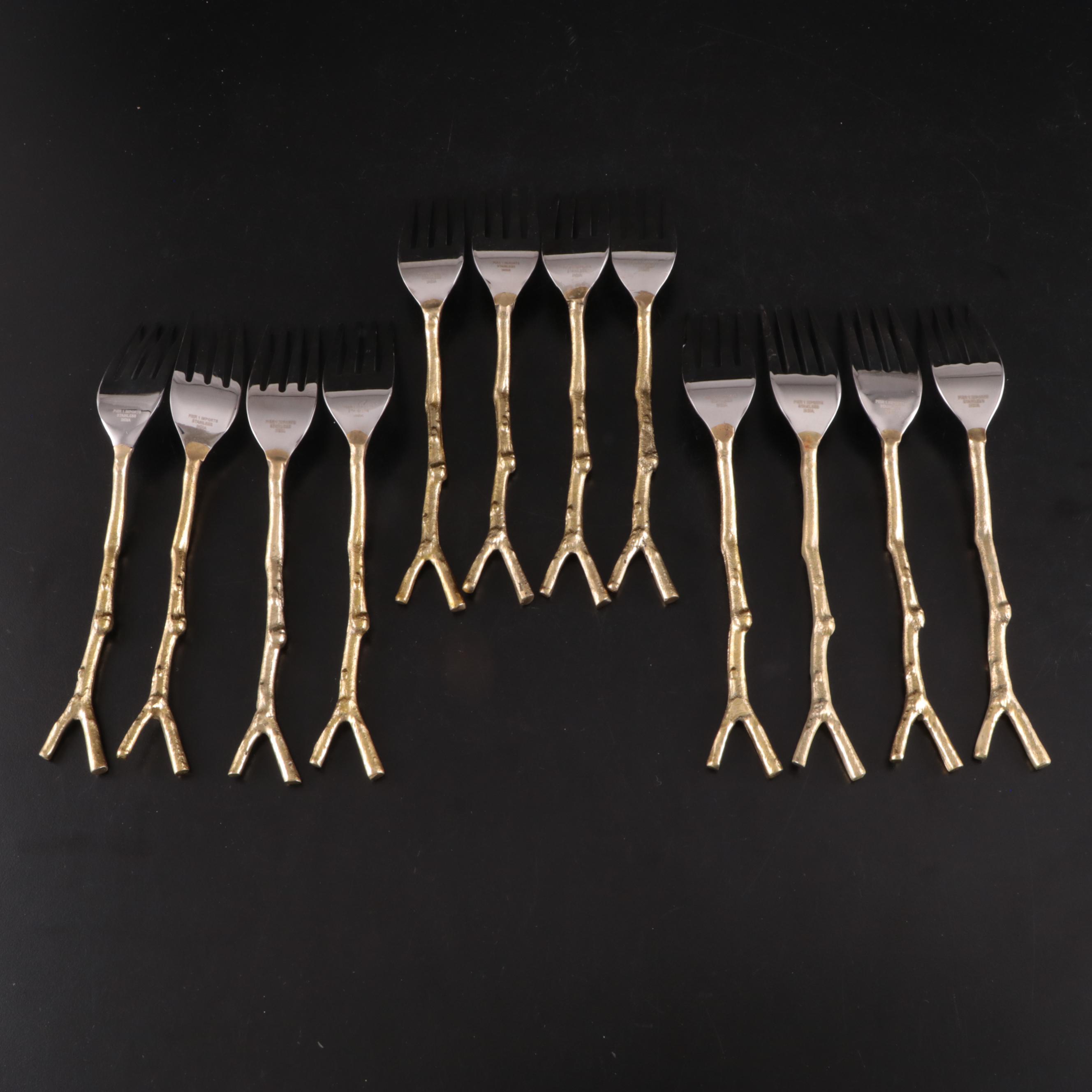 Pier 1 Imports "Golden Arbor" Gold Plate Stainless Steel Flatware