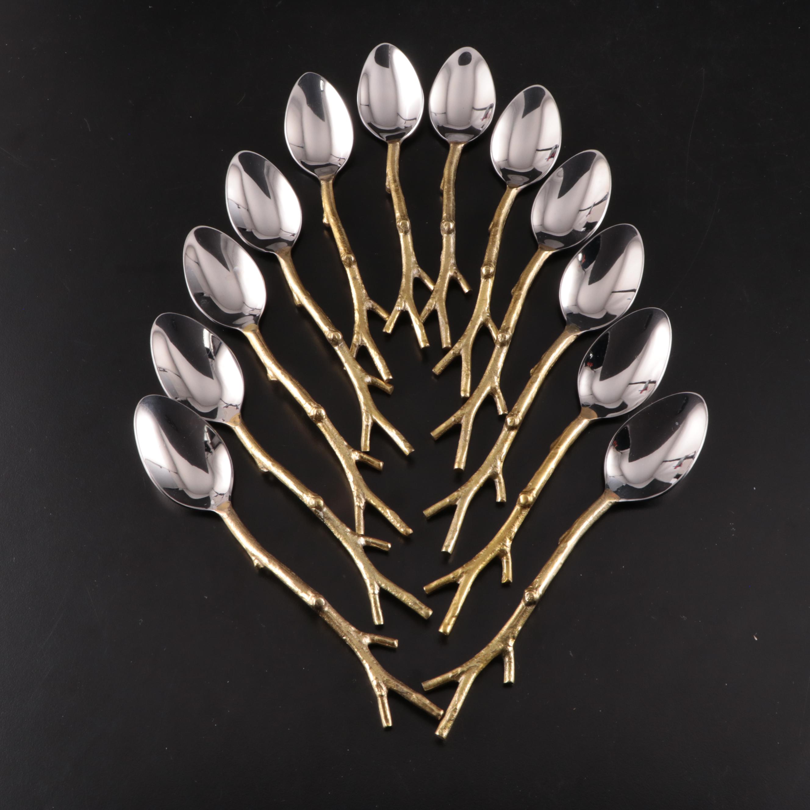 Pier 1 Imports "Golden Arbor" Gold Plate Stainless Steel Flatware