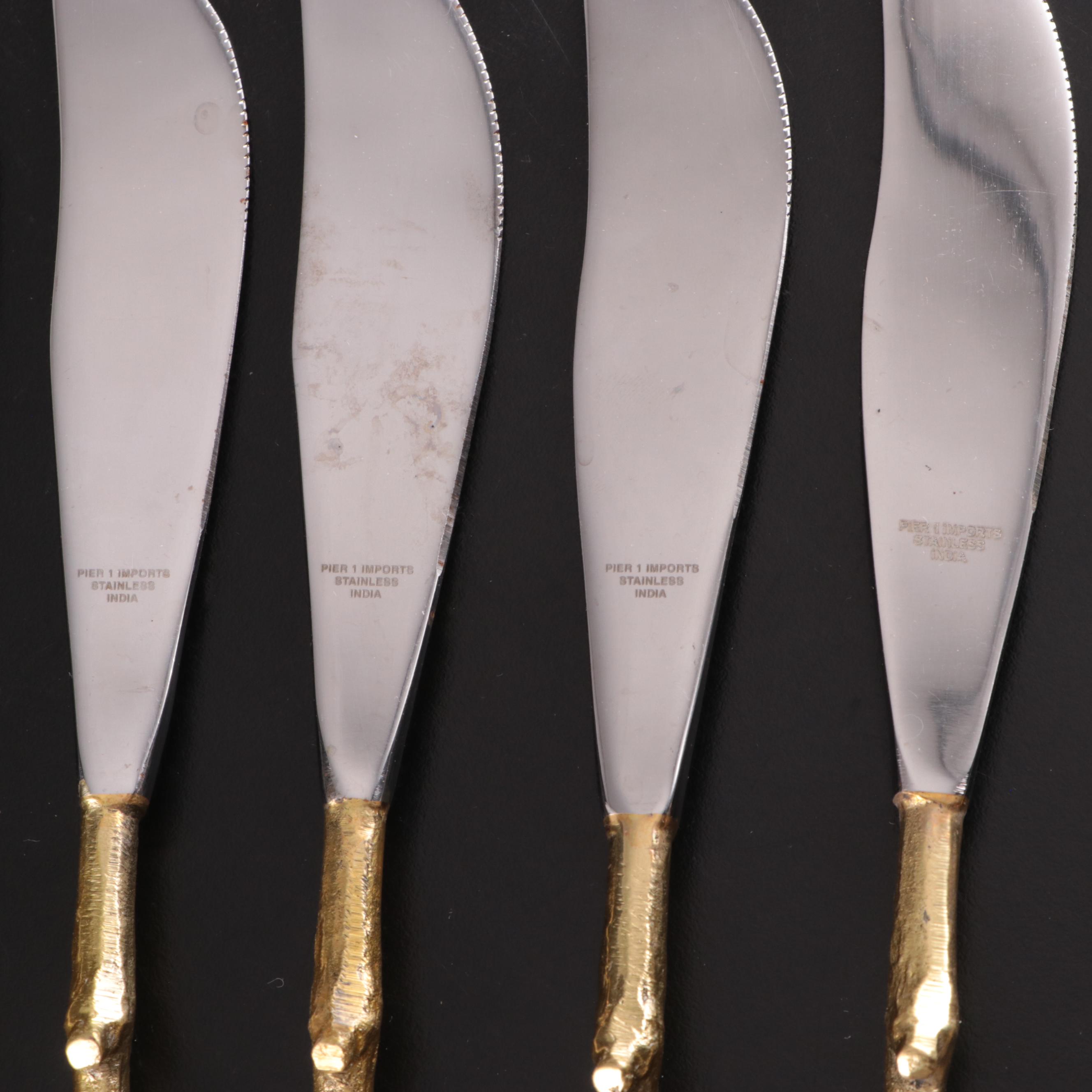Pier 1 Imports "Golden Arbor" Gold Plate Stainless Steel Flatware