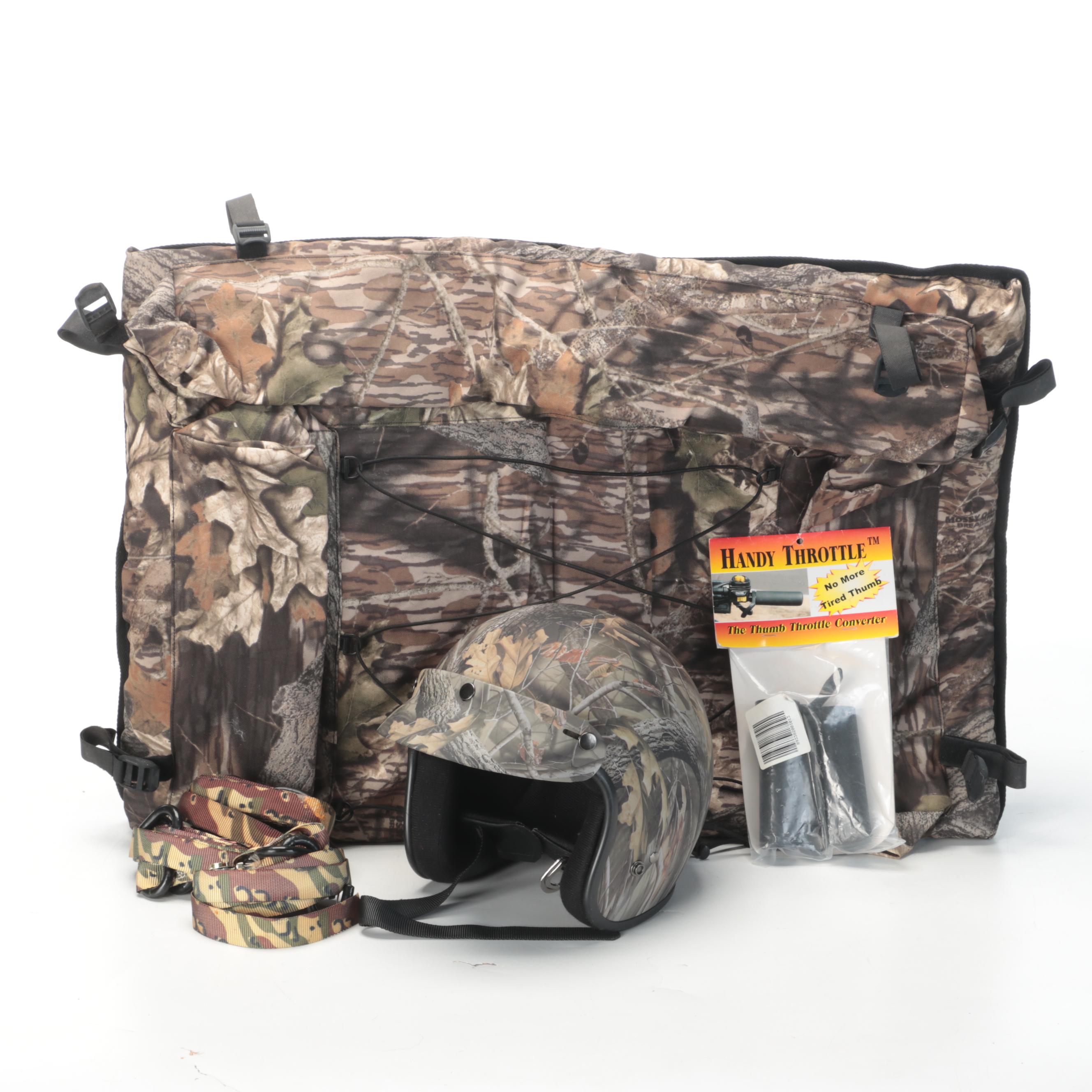 Realtree Camo ATV Helmet, Tie Down Ratchet Straps, Thumb Throttle and Bag