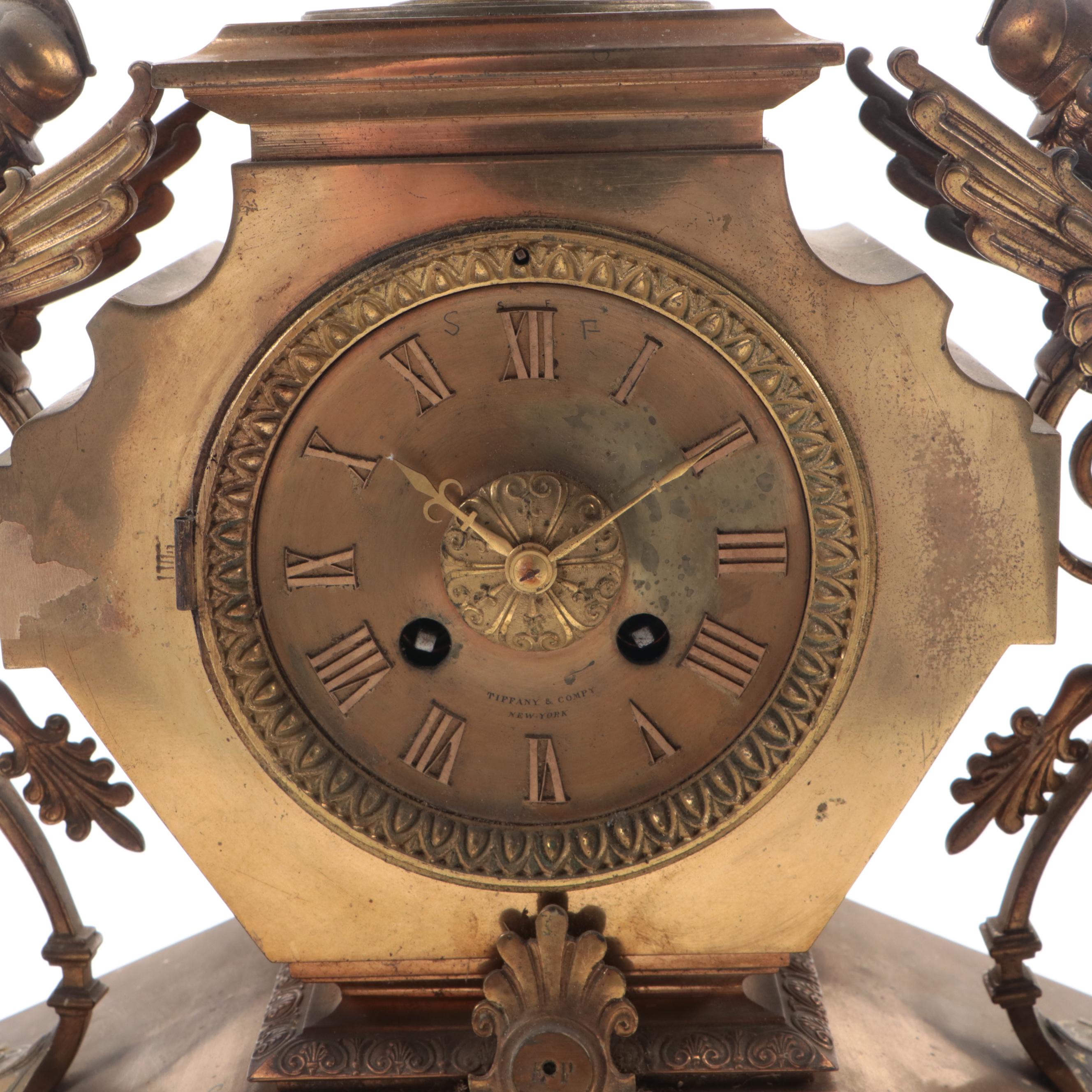Tiffany & Co. Bronze Victorian Mantel Clock, Late 19th Century