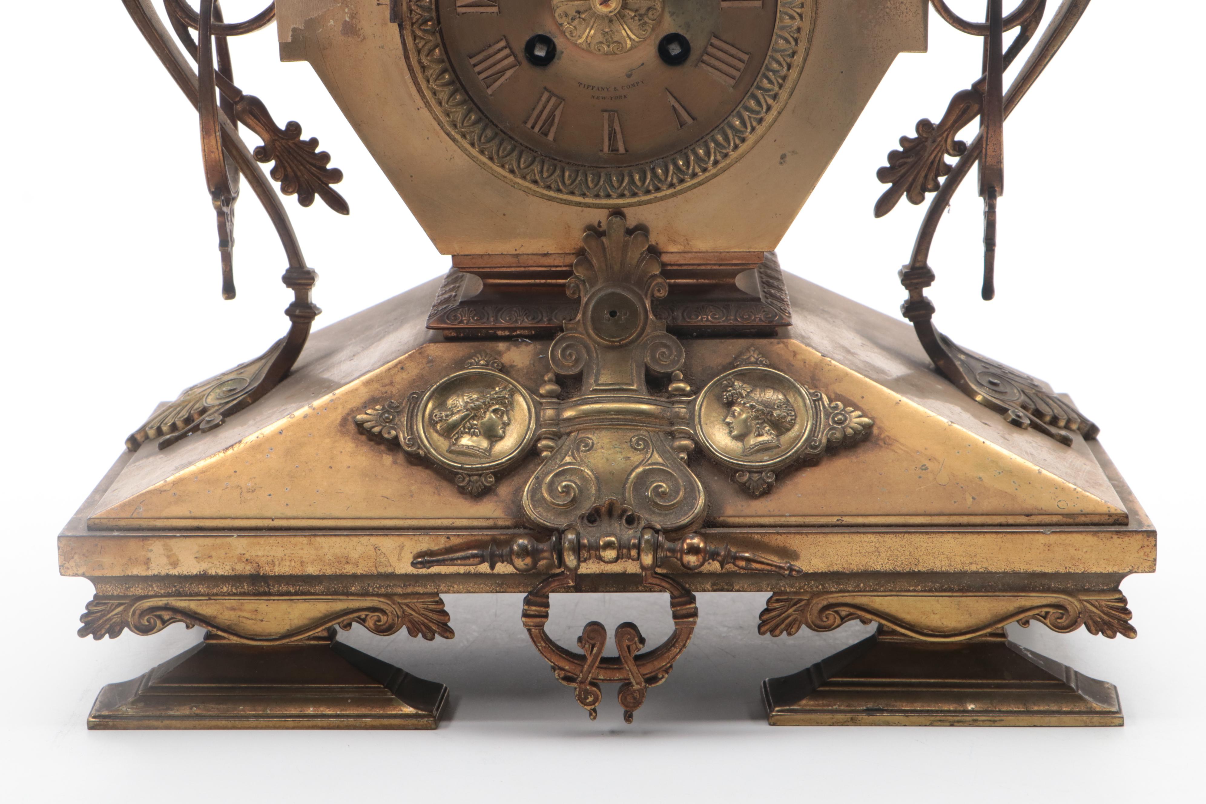 Tiffany & Co. Bronze Victorian Mantel Clock, Late 19th Century