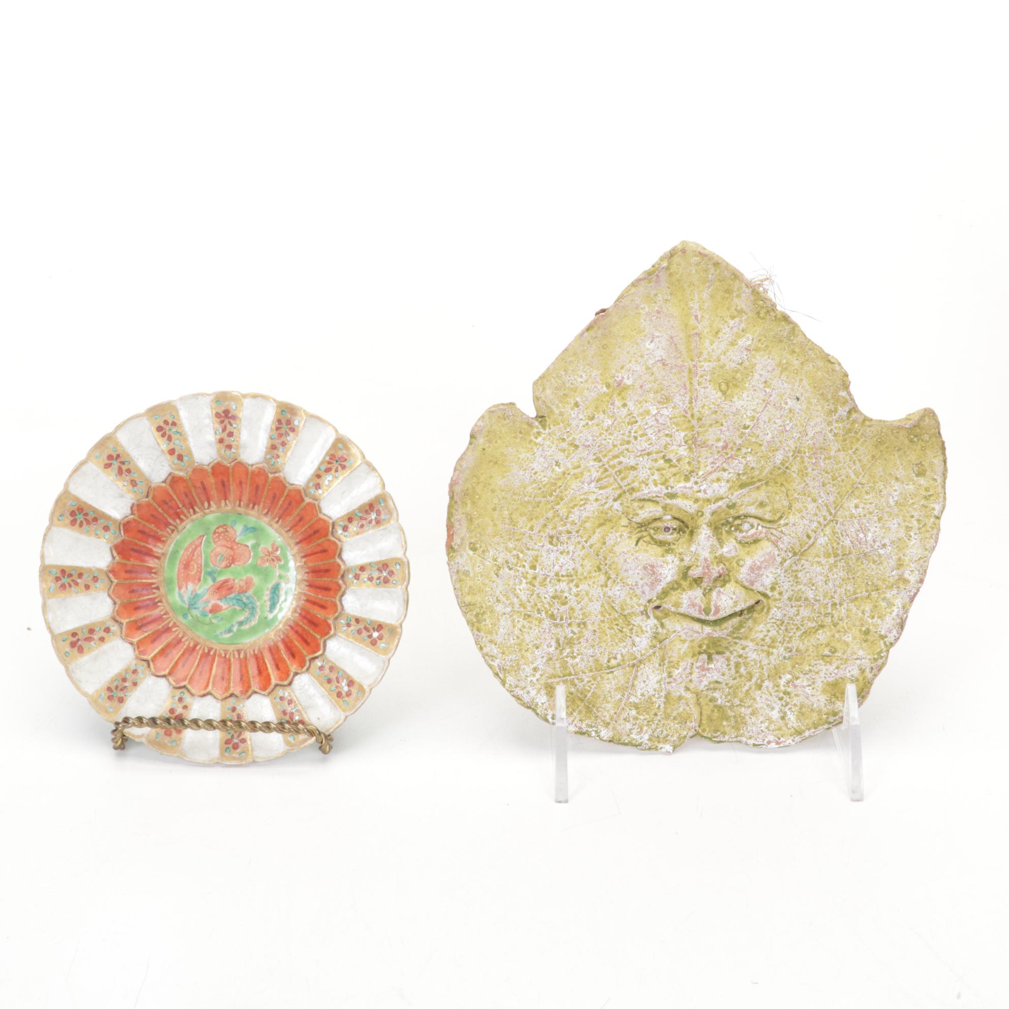 Chinese Fruit-Shaped Water Droppers, Batik Stamp, Brushes and Nature Pottery