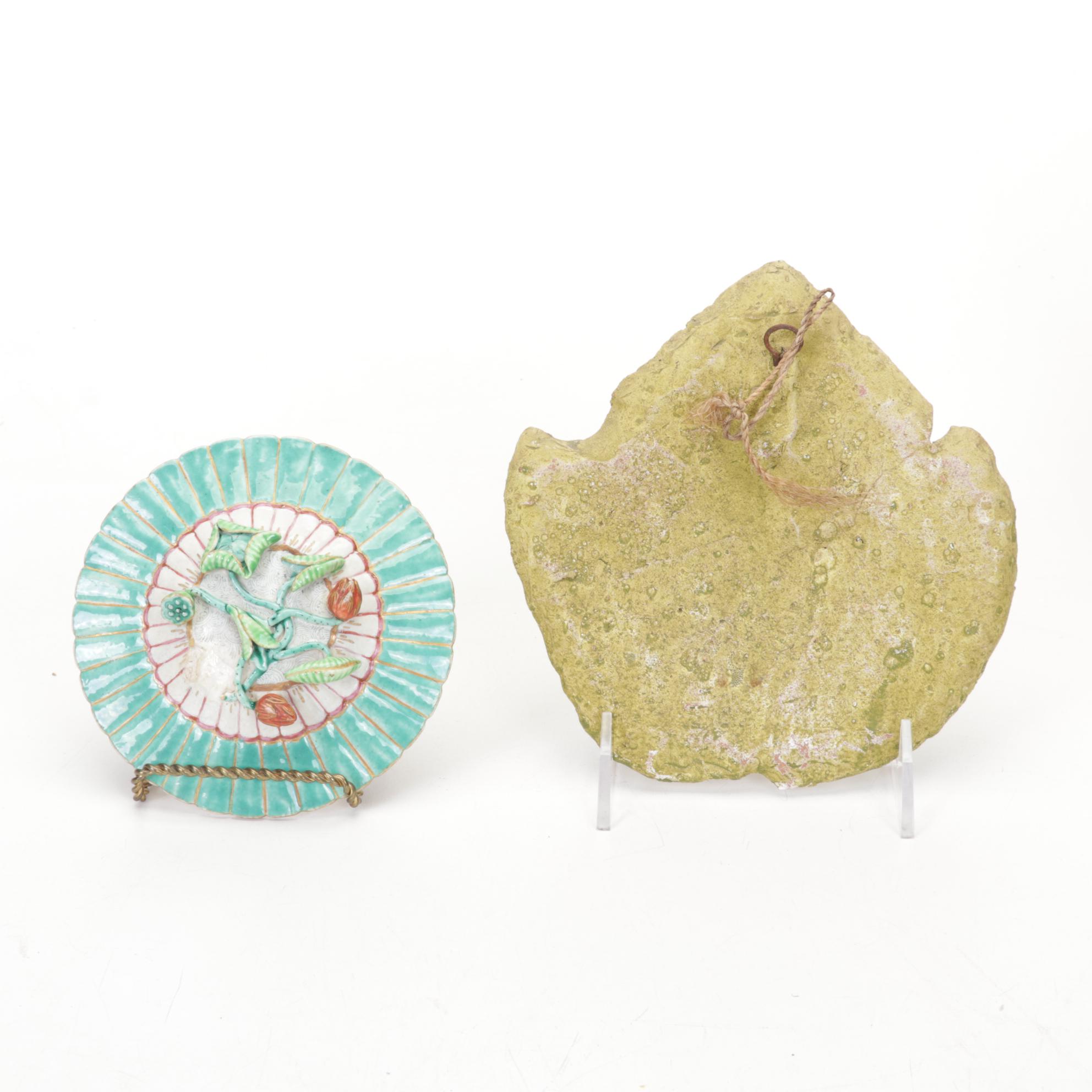 Chinese Fruit-Shaped Water Droppers, Batik Stamp, Brushes and Nature Pottery