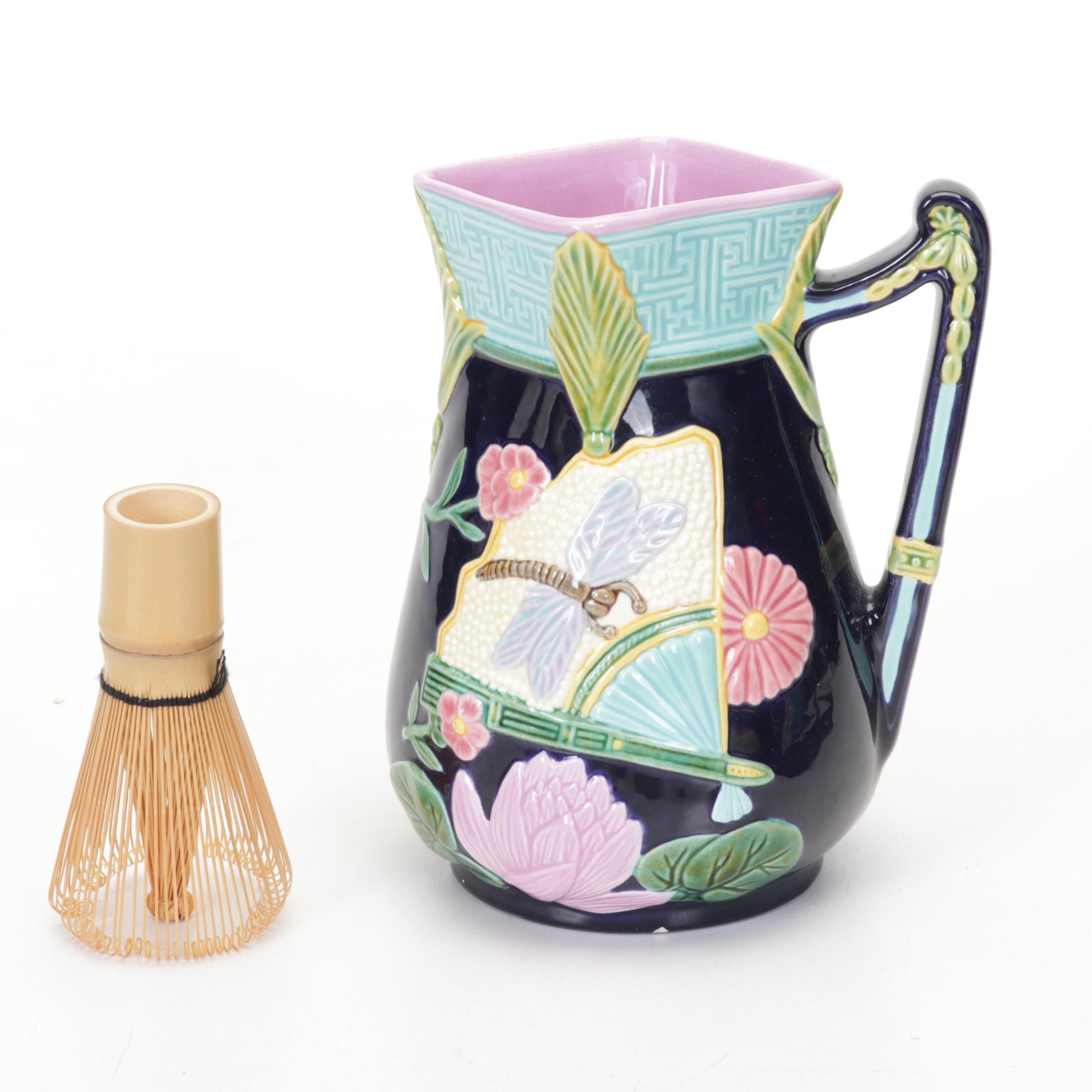 Chinese Fruit-Shaped Water Droppers, Batik Stamp, Brushes and Nature Pottery