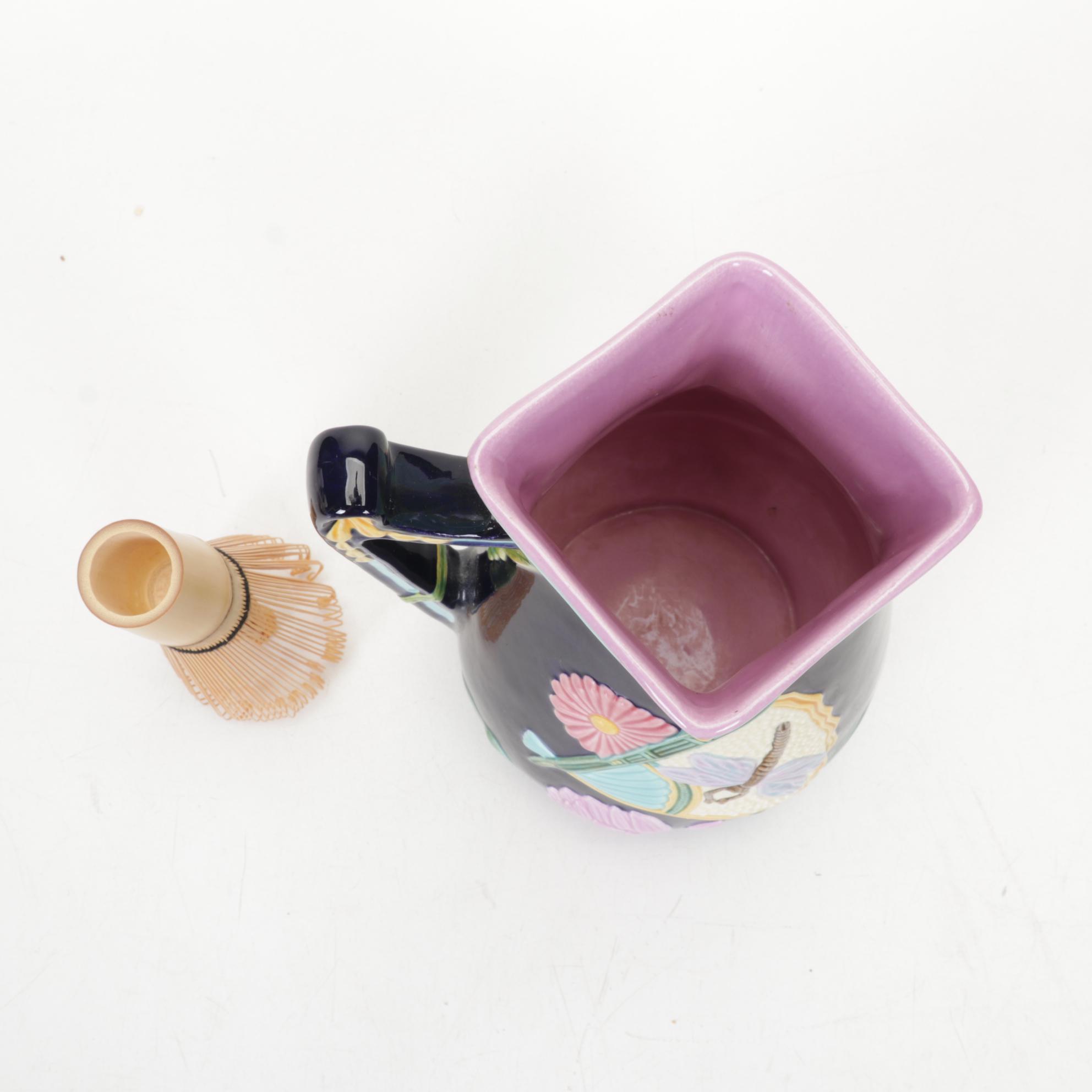 Chinese Fruit-Shaped Water Droppers, Batik Stamp, Brushes and Nature Pottery