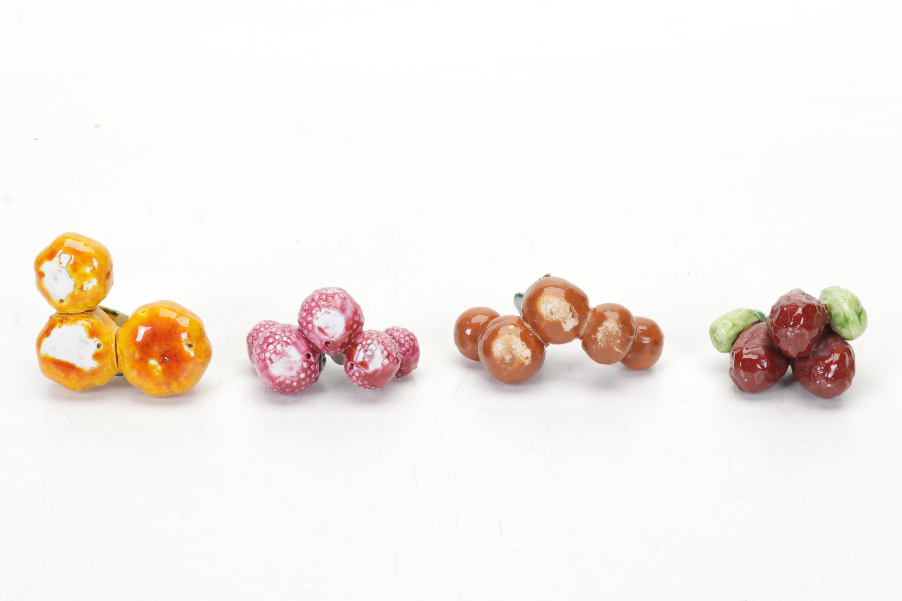 Chinese Fruit-Shaped Water Droppers, Batik Stamp, Brushes and Nature Pottery