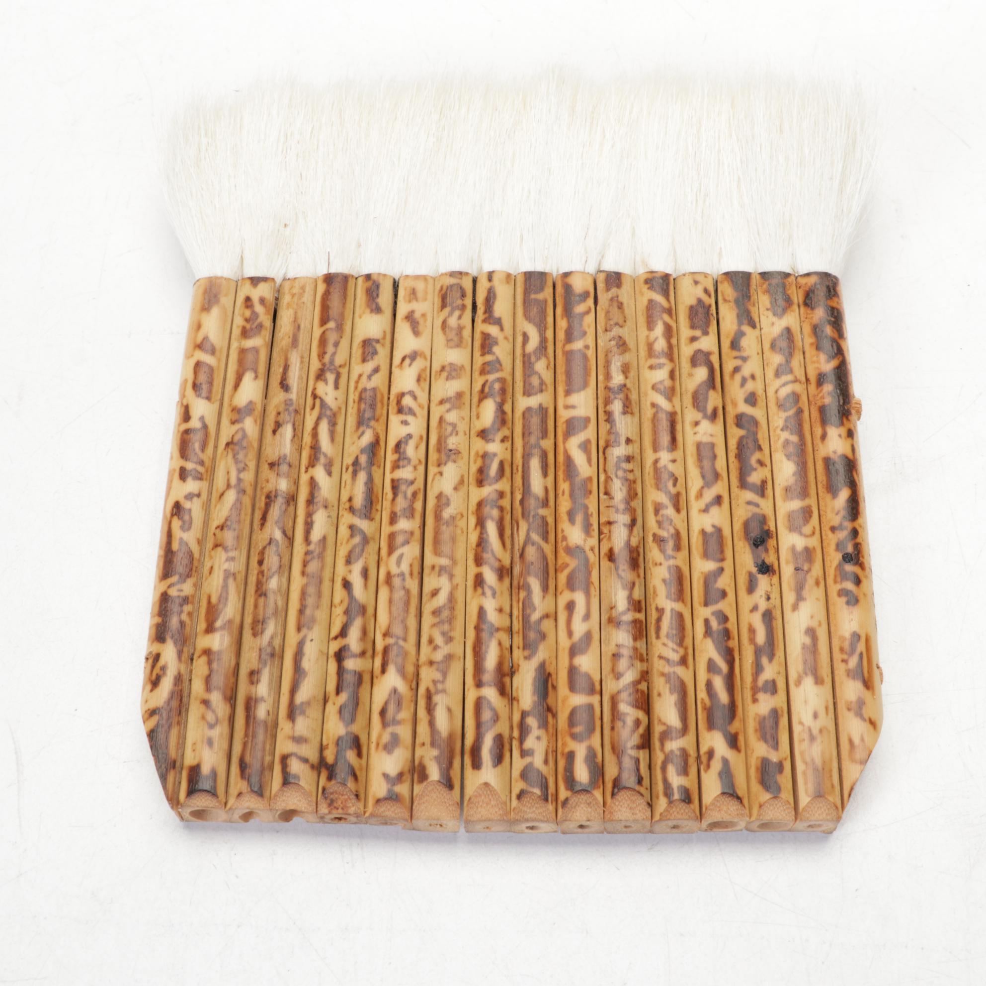 Chinese Fruit-Shaped Water Droppers, Batik Stamp, Brushes and Nature Pottery