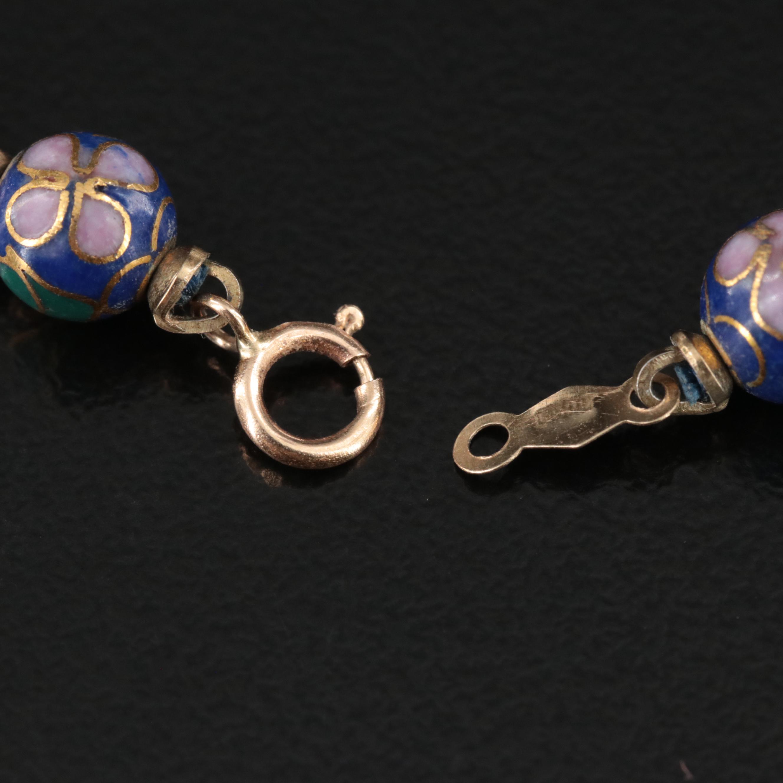 Cloisonné Bead Bracelet with 14K