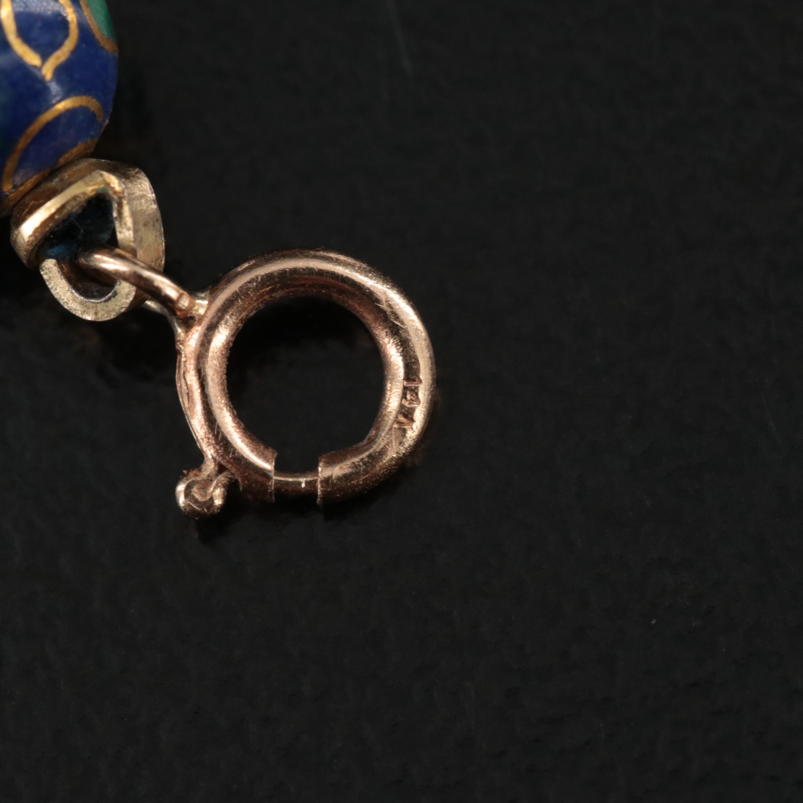 Cloisonné Bead Bracelet with 14K