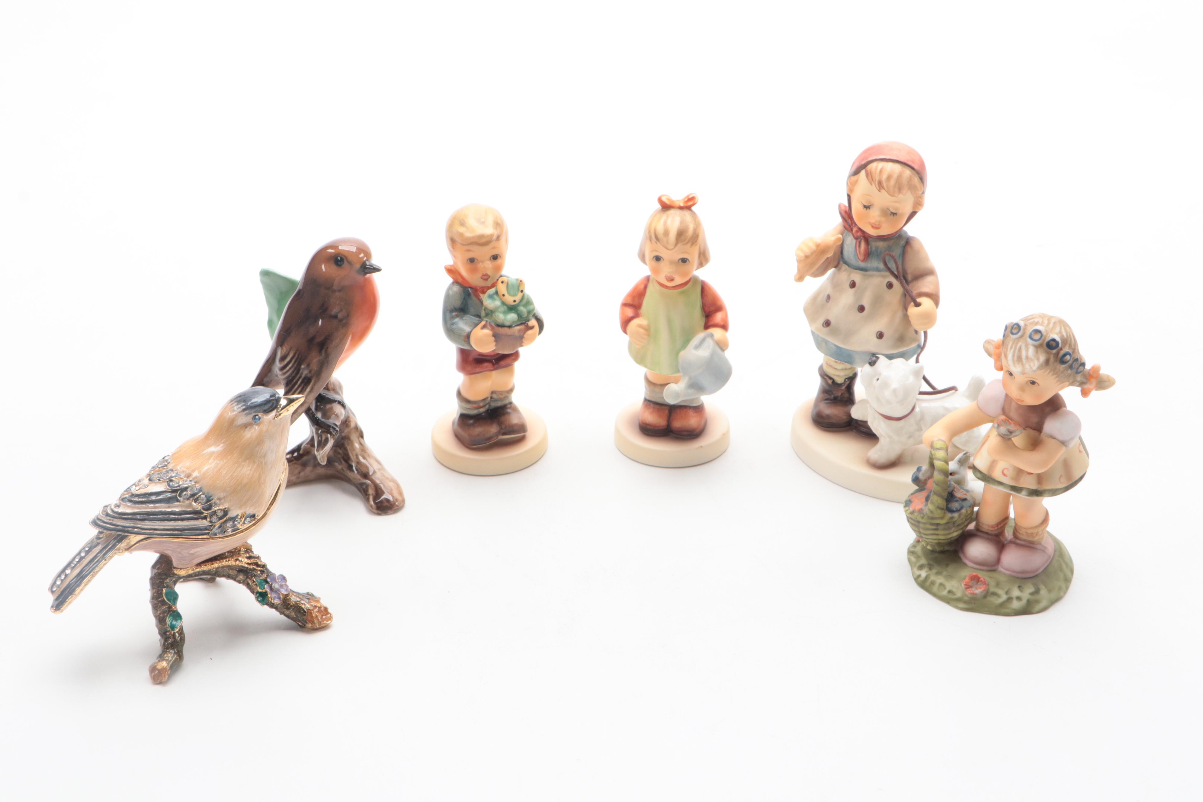 Goebel Hummel, Bird Figurine, Jewelled Enamel Bird Trinket Box, Late 20th C