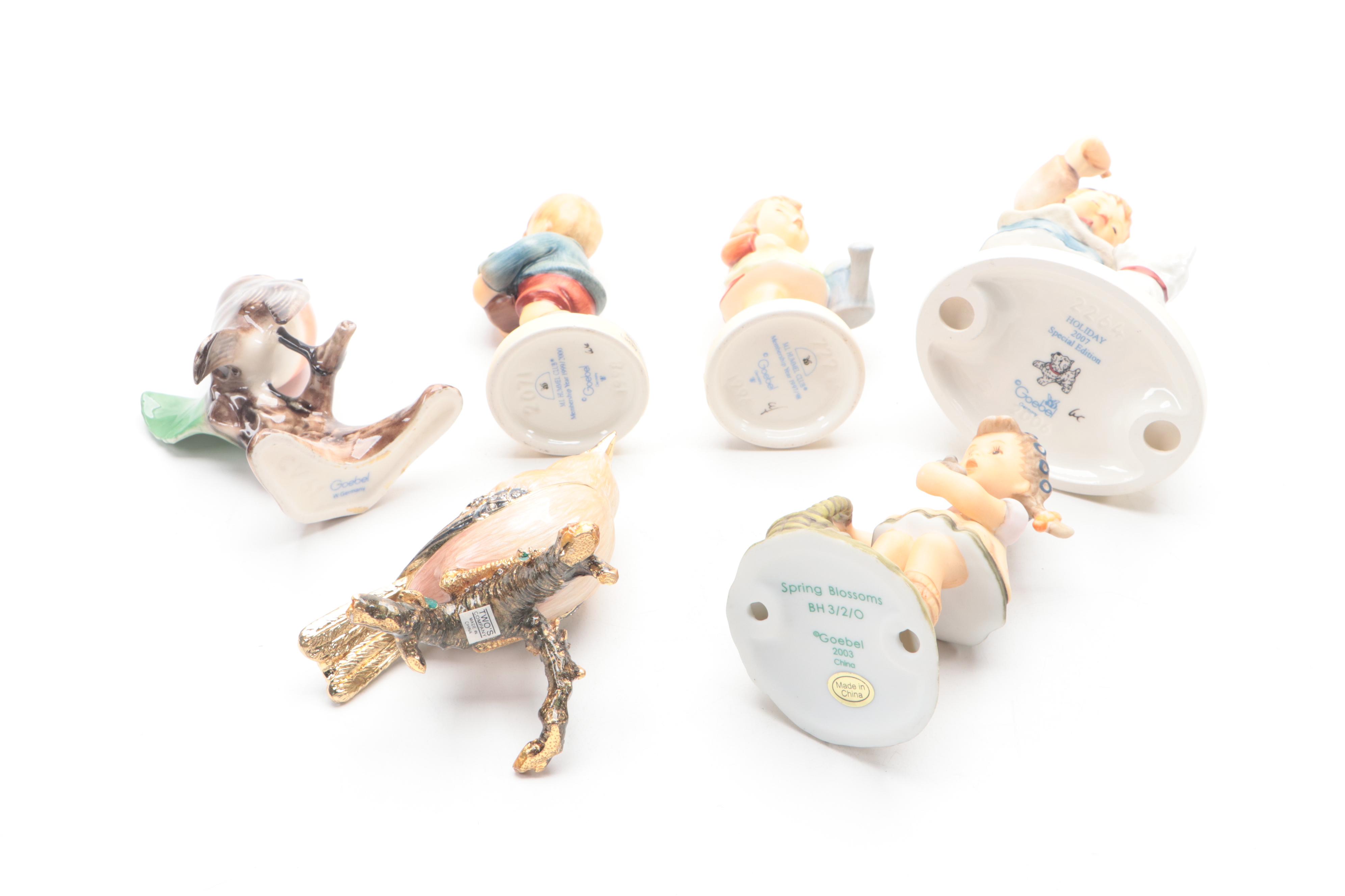 Goebel Hummel, Bird Figurine, Jewelled Enamel Bird Trinket Box, Late 20th C