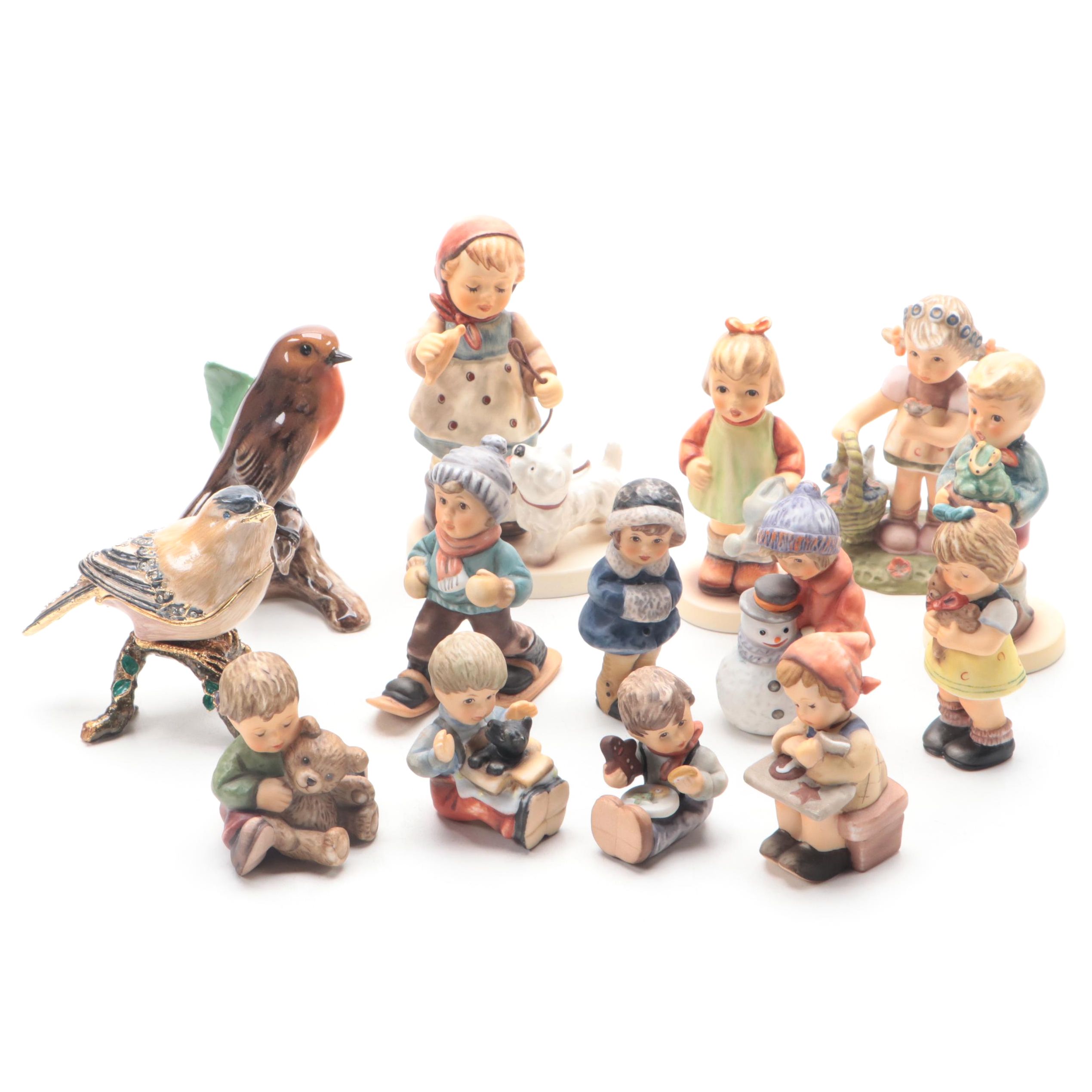 Goebel Hummel, Bird Figurine, Jewelled Enamel Bird Trinket Box, Late 20th C