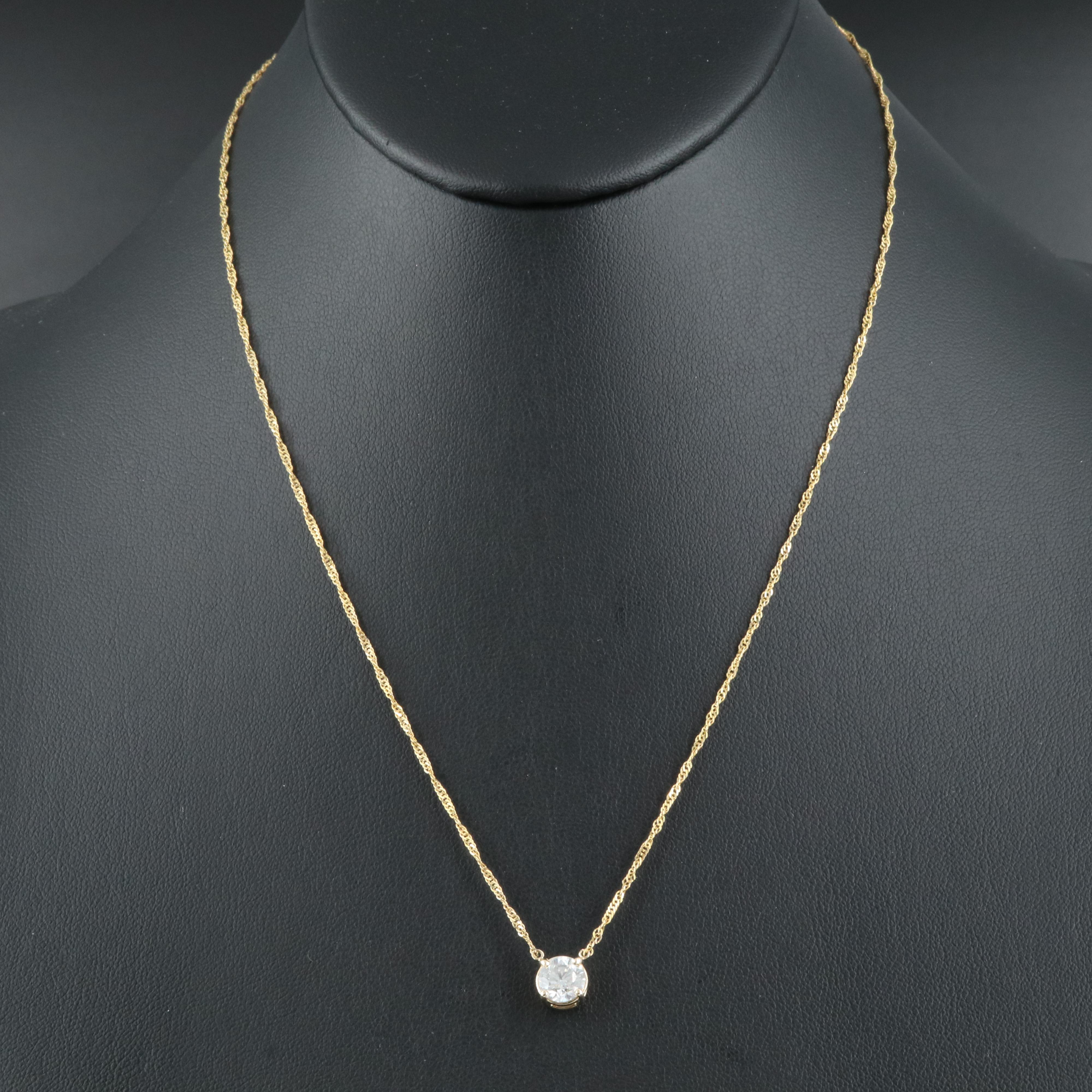 14K 1.21 CT Fancy White Diamond Solitaire Pendant Necklace