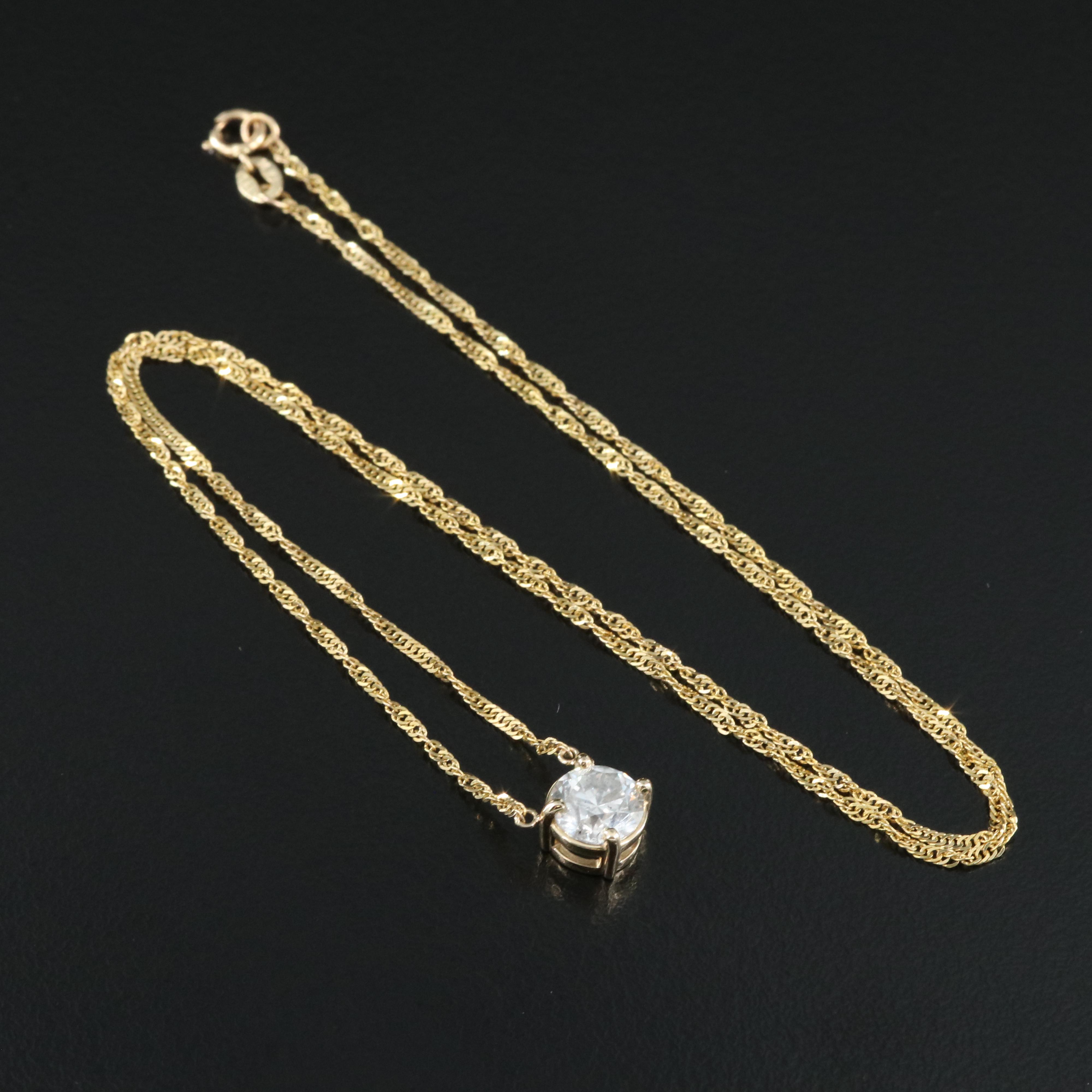 14K 1.21 CT Fancy White Diamond Solitaire Pendant Necklace