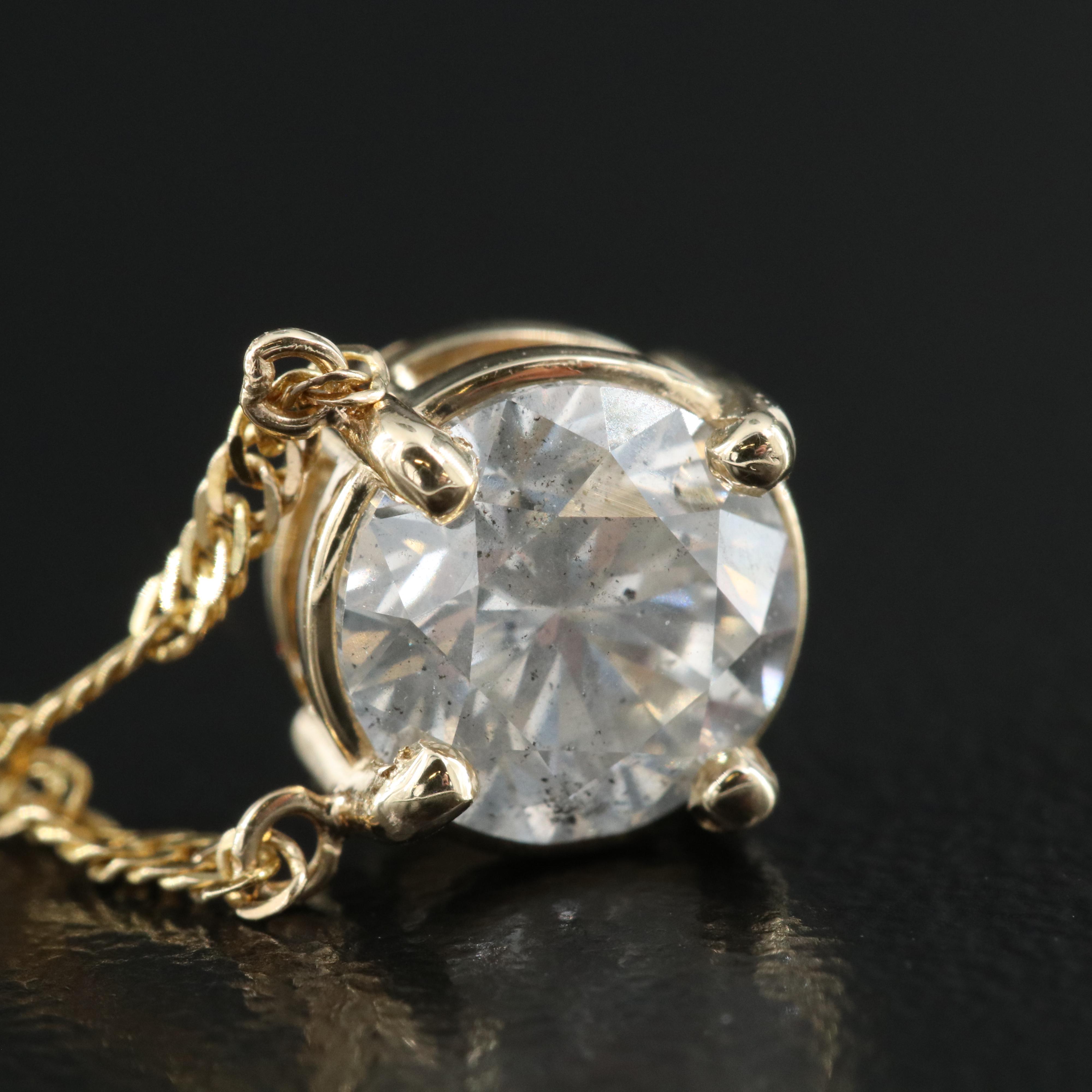 14K 1.21 CT Fancy White Diamond Solitaire Pendant Necklace