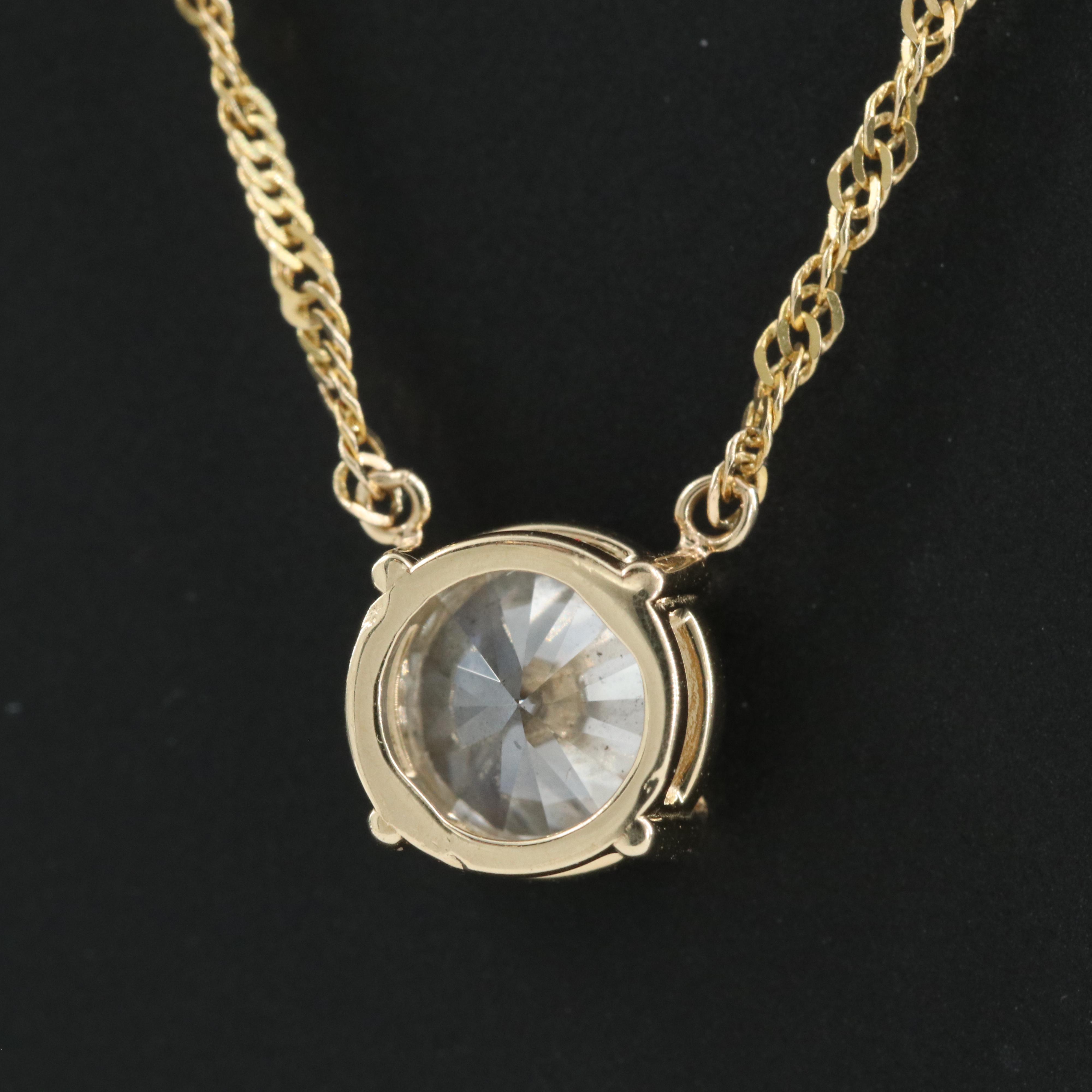 14K 1.21 CT Fancy White Diamond Solitaire Pendant Necklace