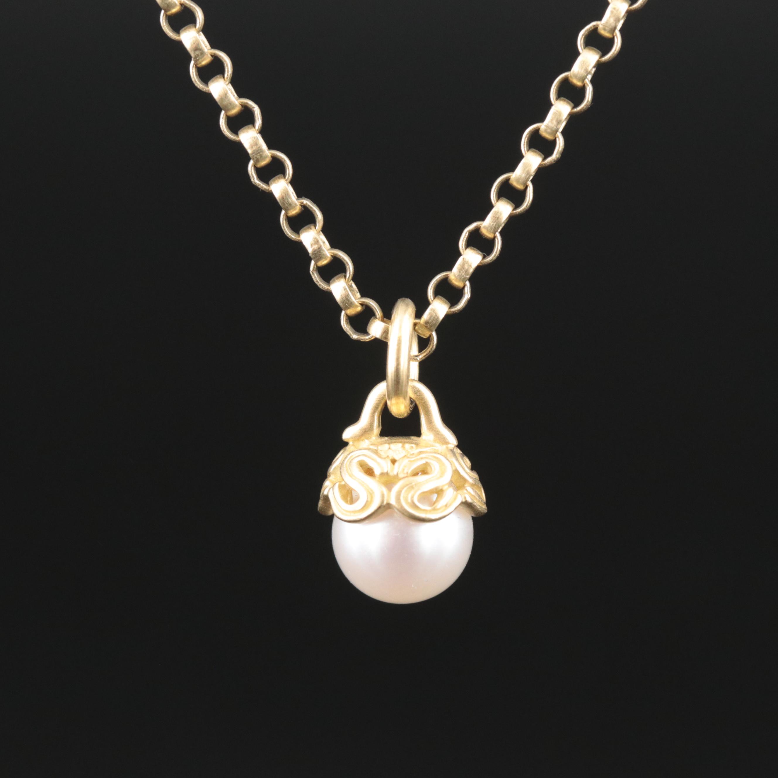 Slane & Slane 18K Pearl Pendant Necklace