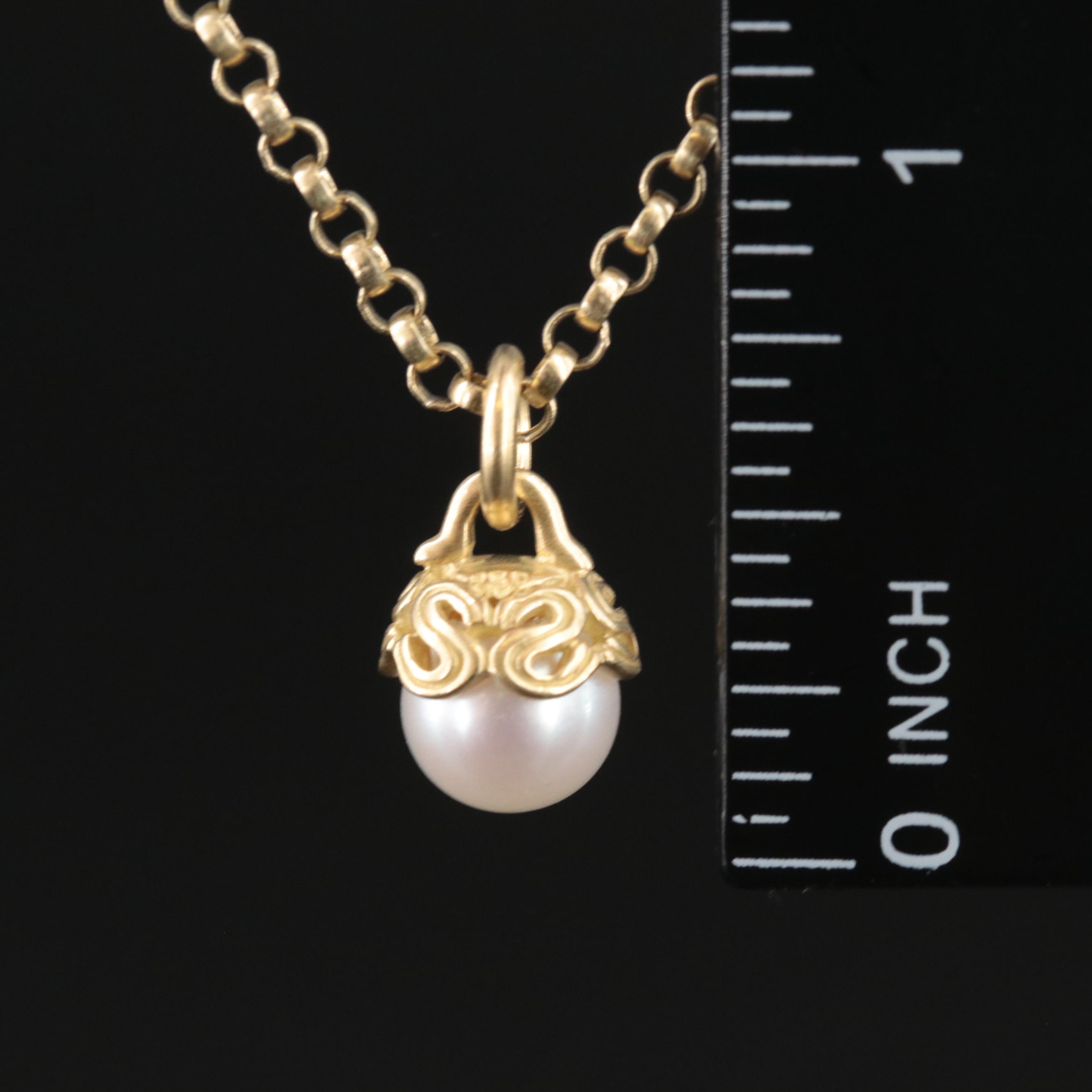 Slane & Slane 18K Pearl Pendant Necklace