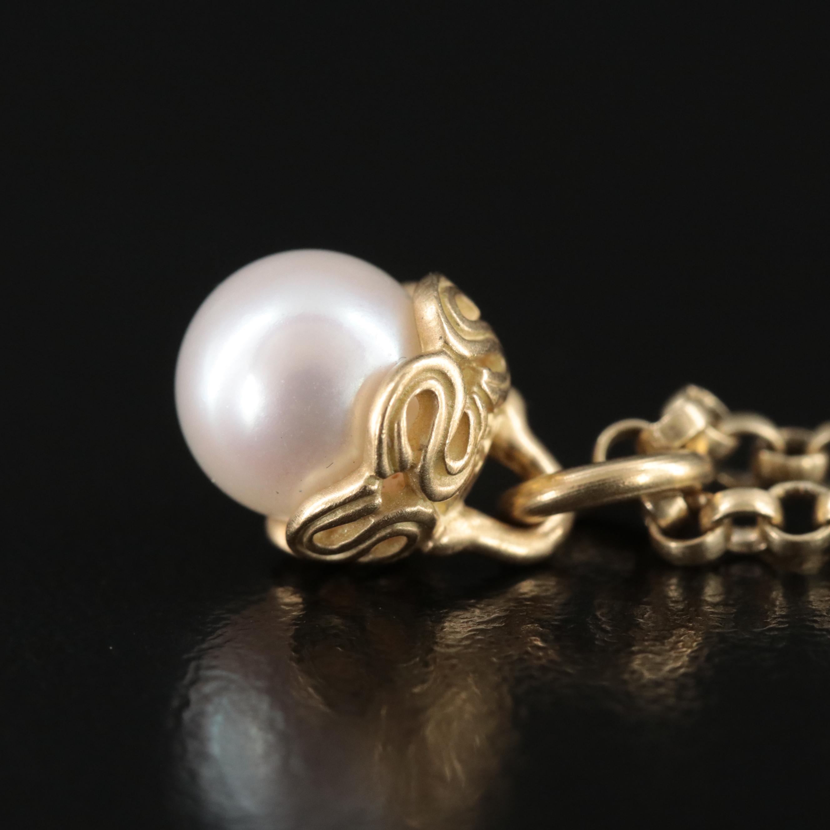 Slane & Slane 18K Pearl Pendant Necklace