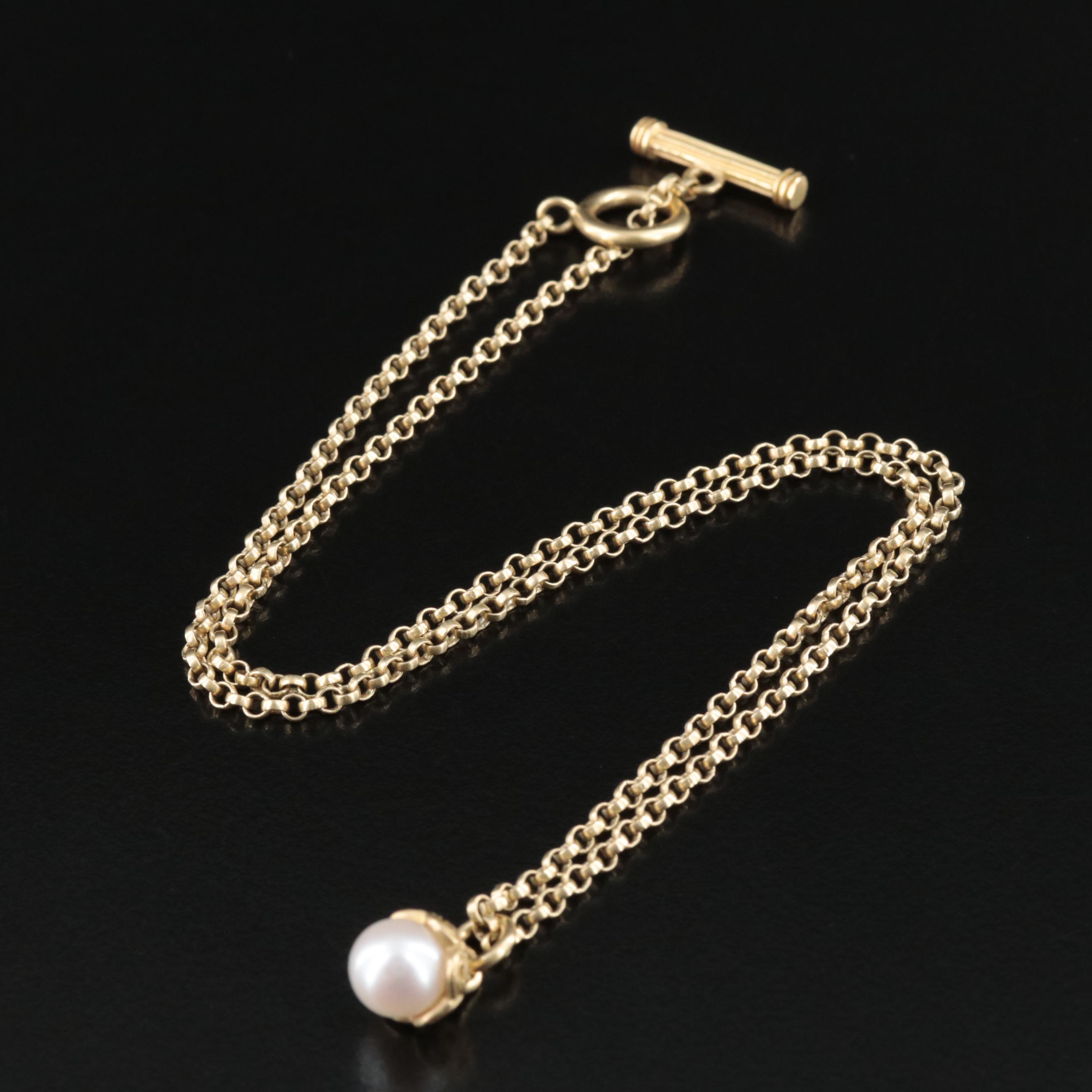 Slane & Slane 18K Pearl Pendant Necklace