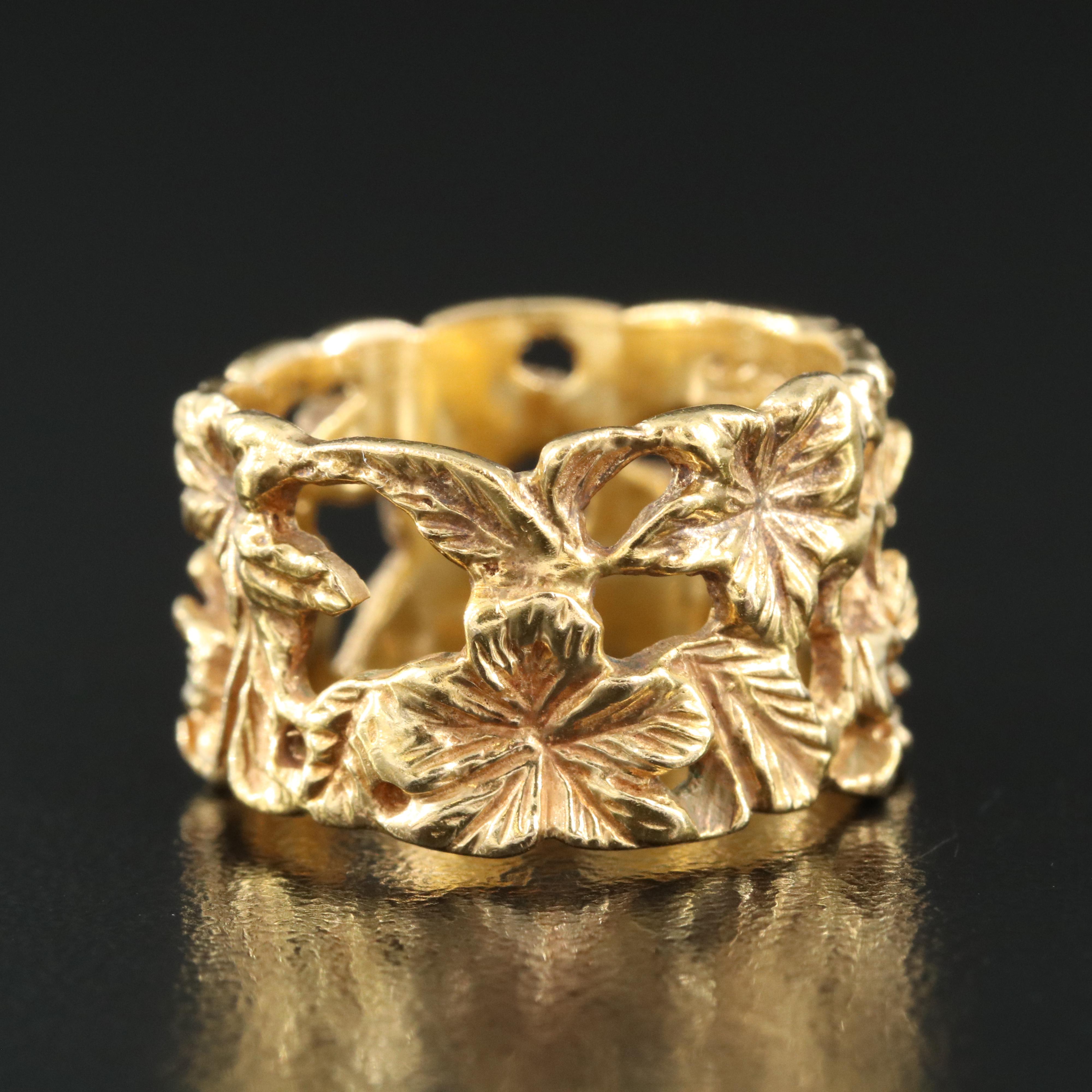 14K Gold Floral Band Ring