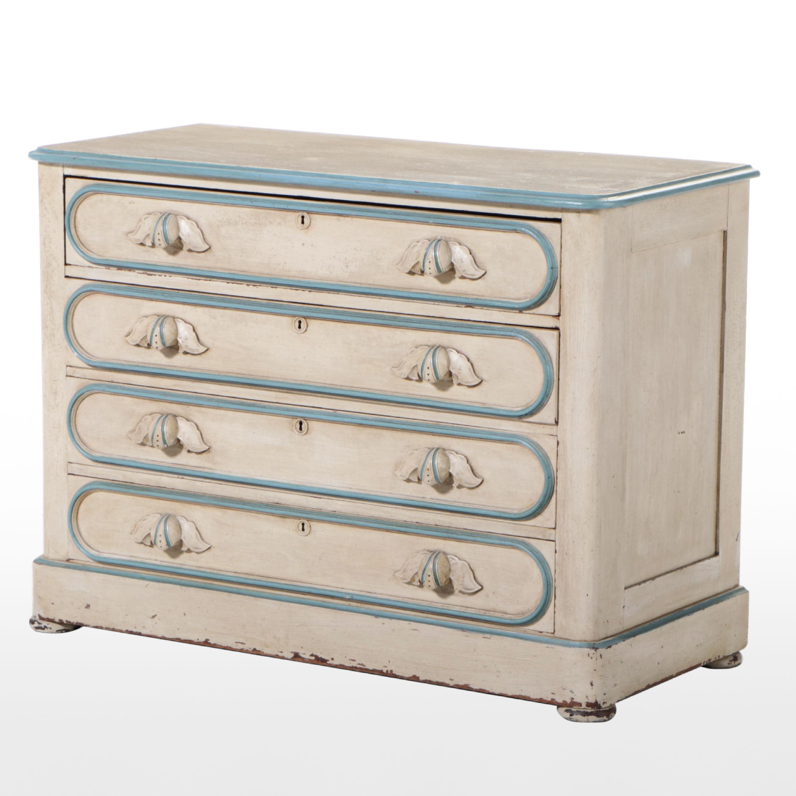 Victorian Painted Wooden Chest of Drawers, Mid-19th Century