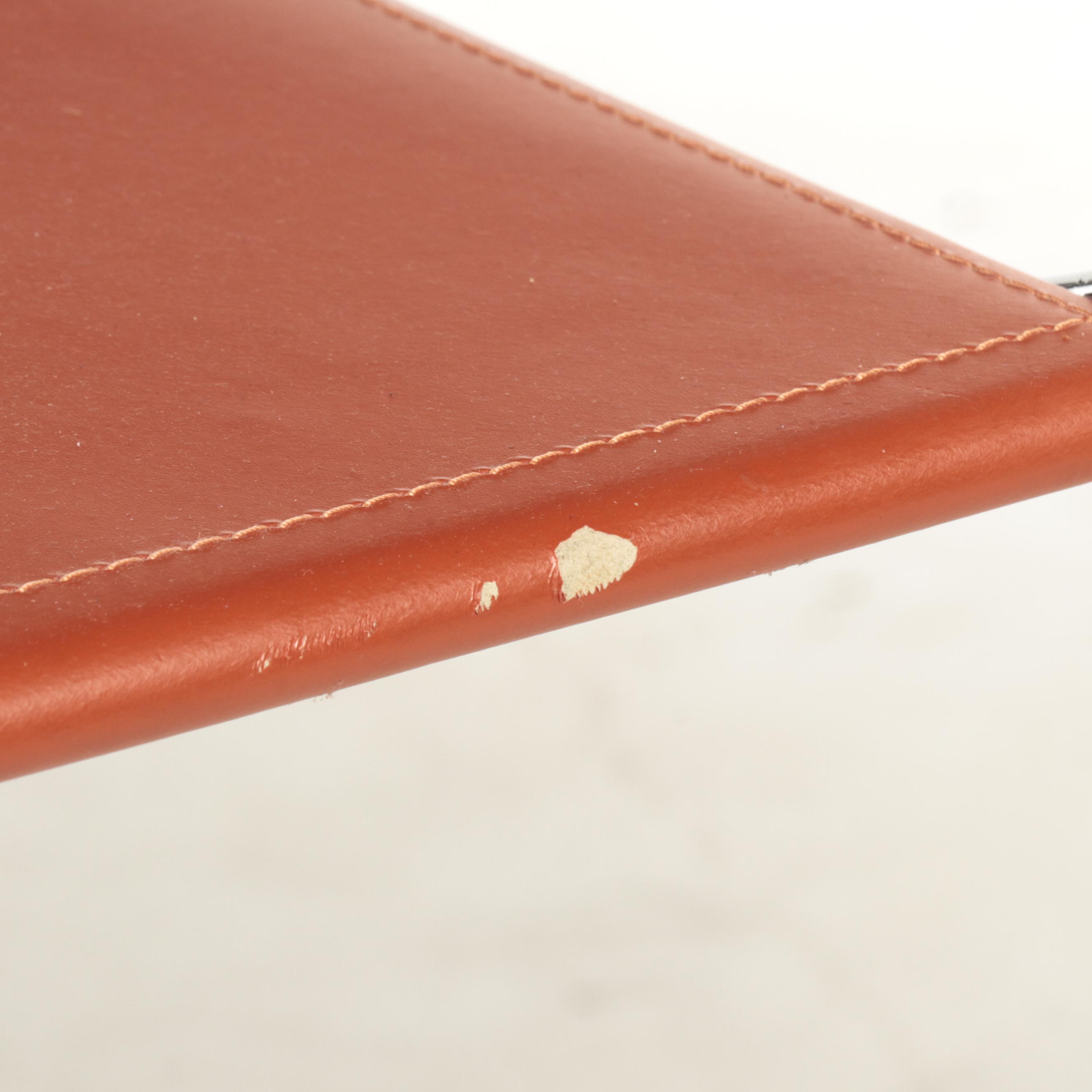 Four Italian Modern Leather and Chromed Steel Stools