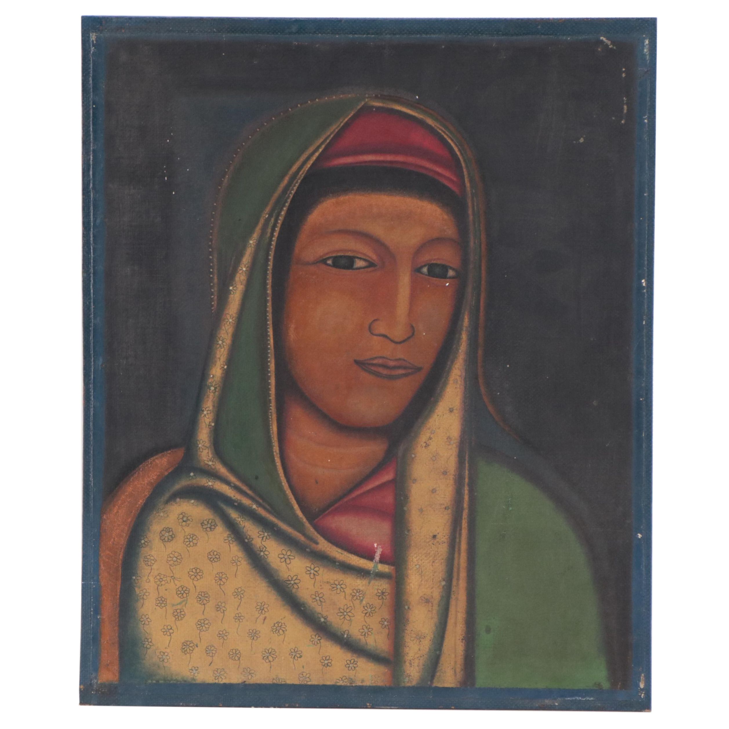 Indian Portrait Oil Painting of Woman