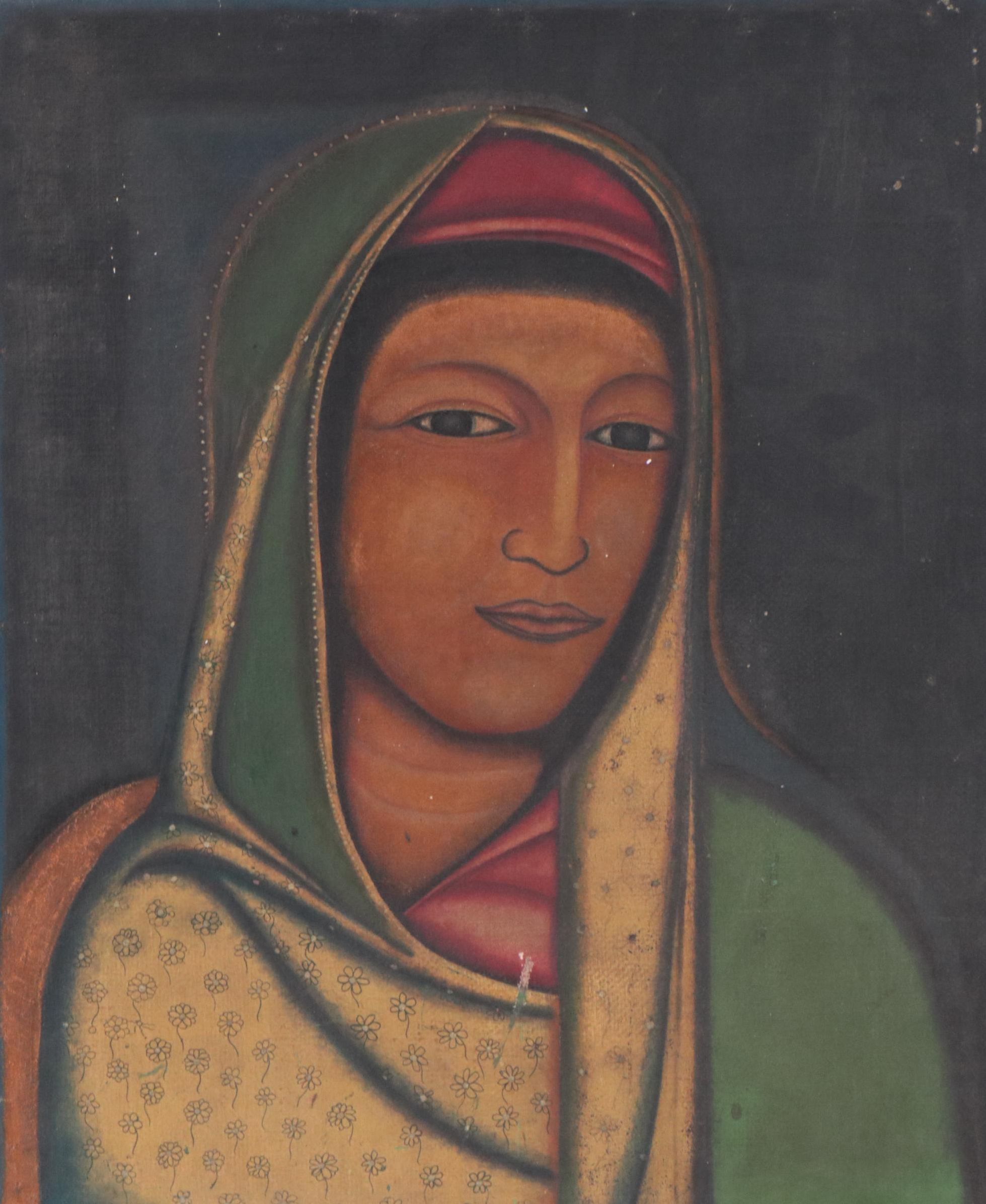 Indian Portrait Oil Painting of Woman