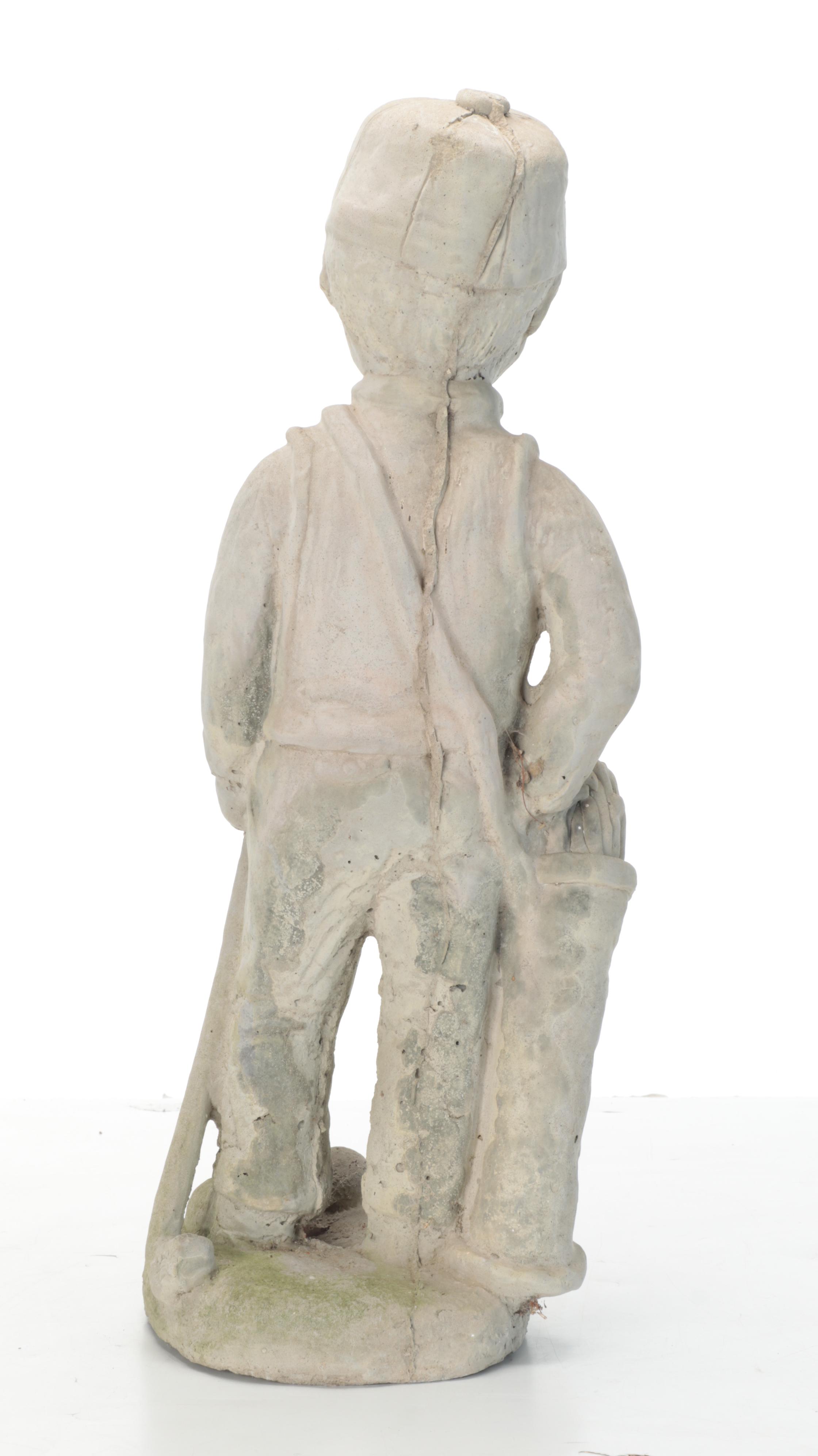 Golfer Boy Concrete Garden Statue EBTH