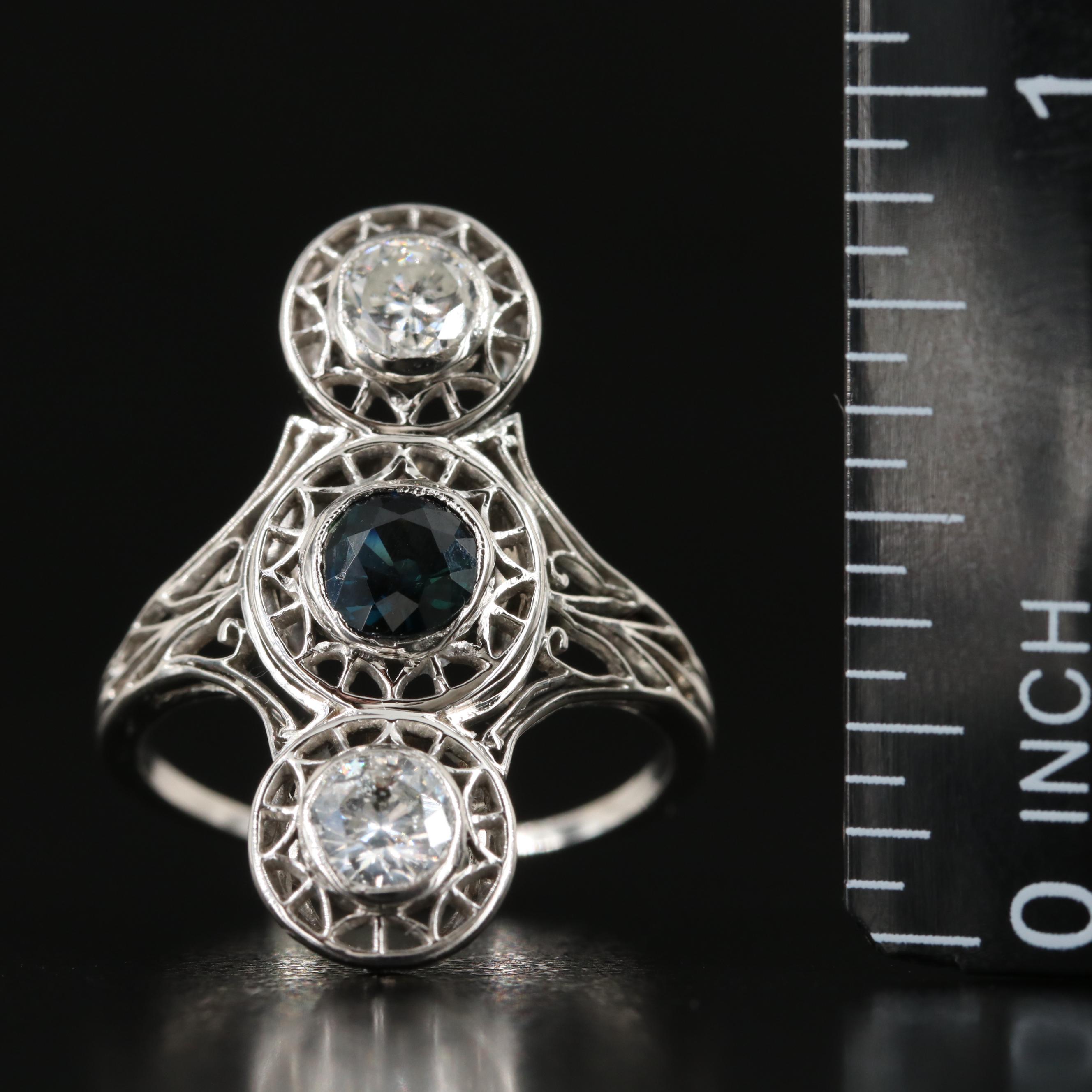 Platinum  Sapphire and Diamond Ring