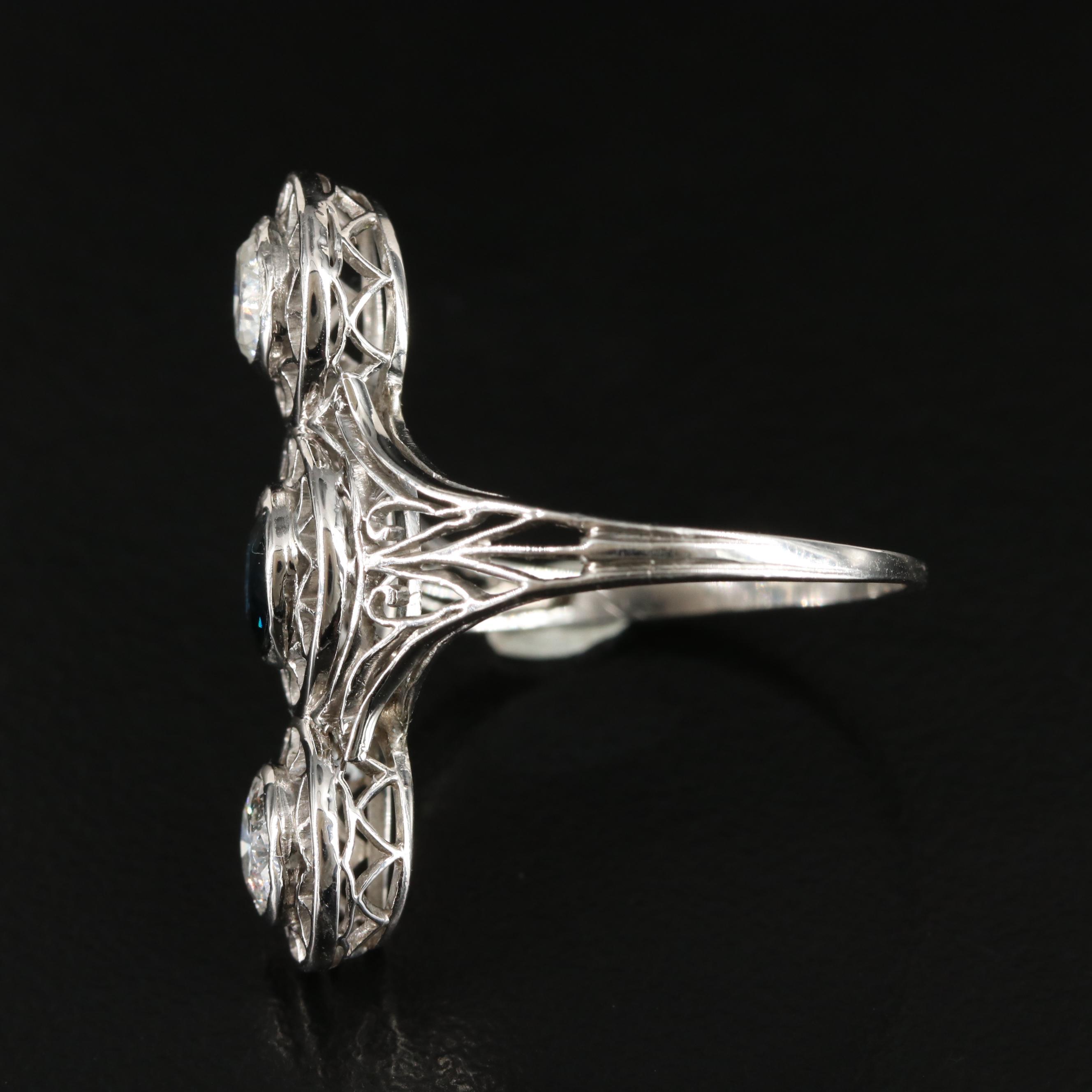 Platinum  Sapphire and Diamond Ring