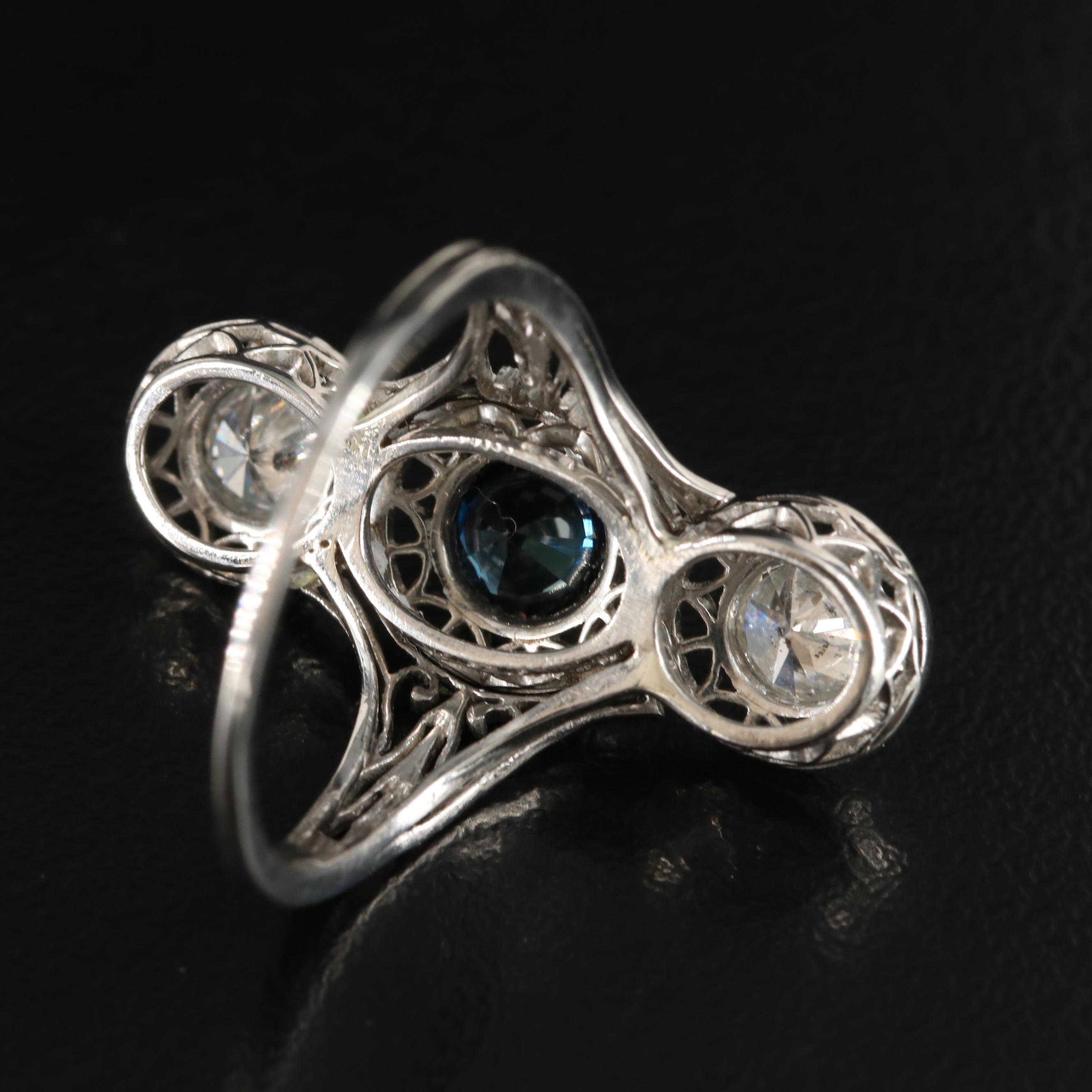 Platinum  Sapphire and Diamond Ring