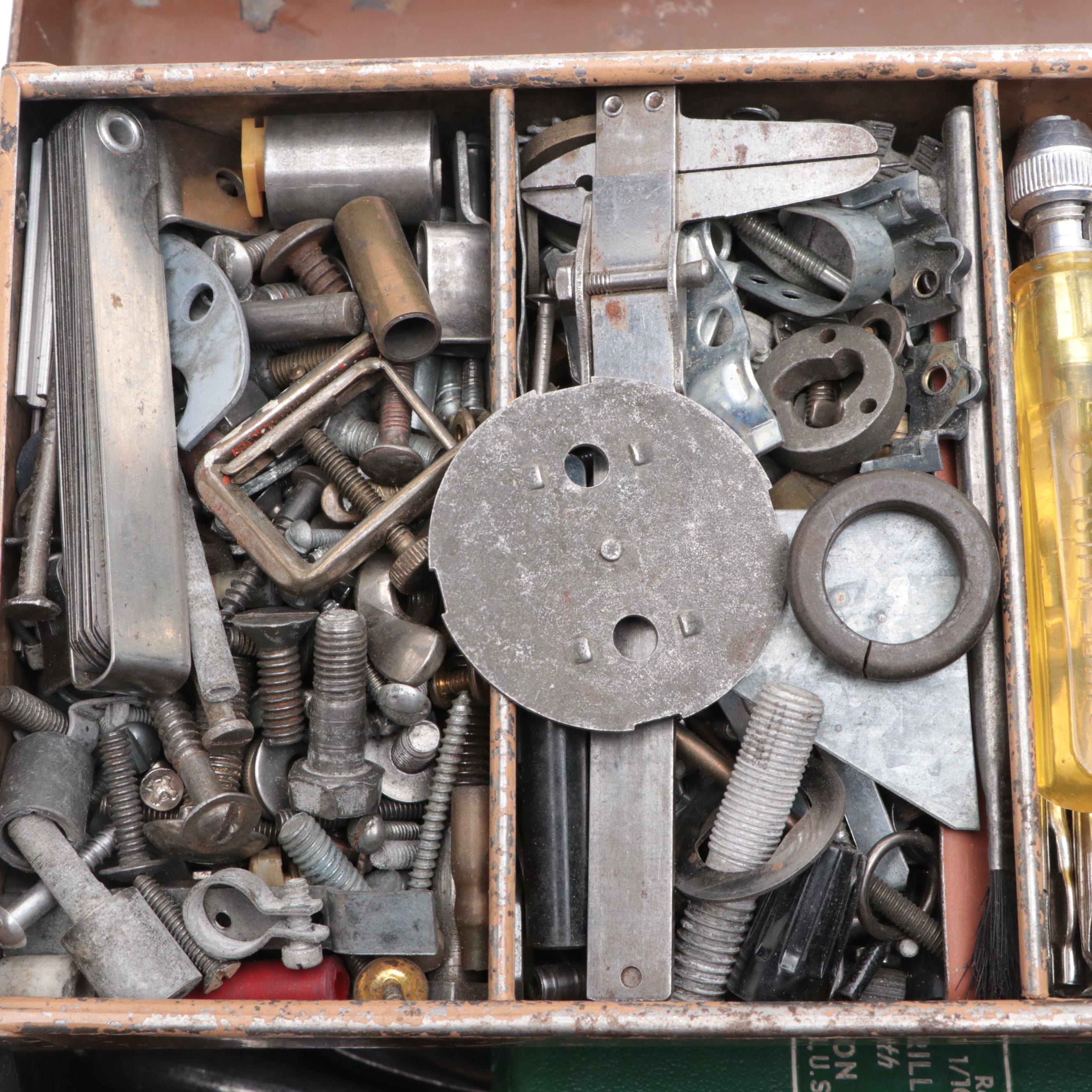 Metal Tool Box with Assorted Hand Tools
