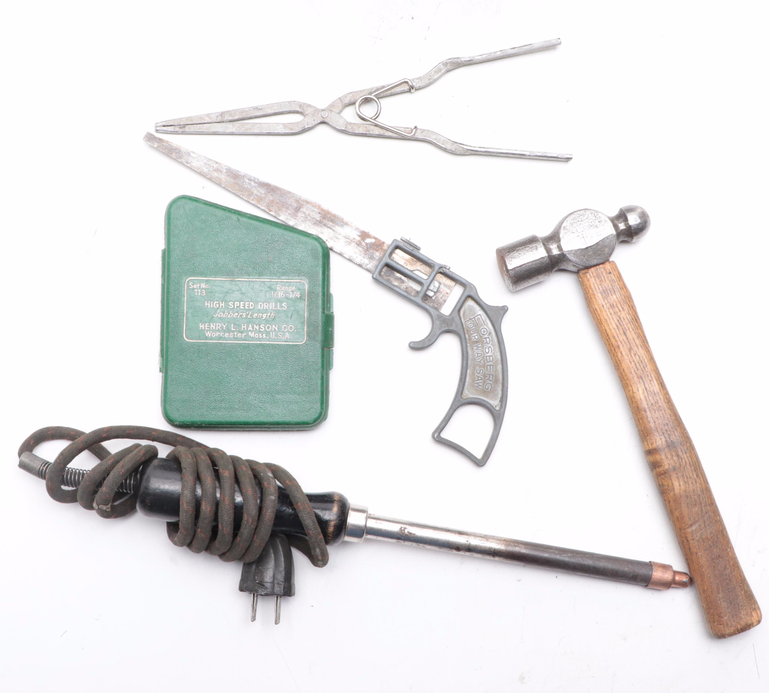 Metal Tool Box with Assorted Hand Tools